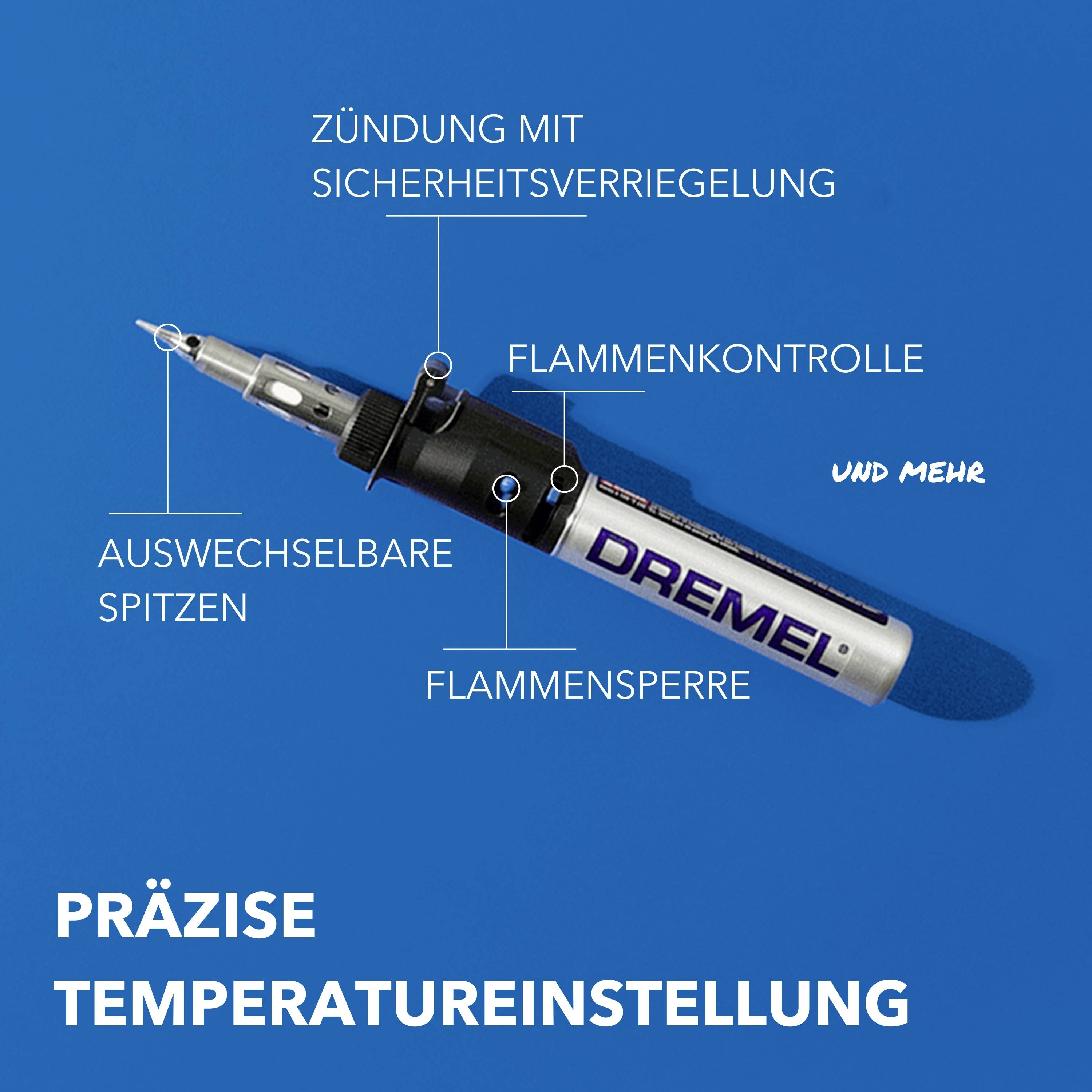 Dremel 2000-7 Versatip Gaslöt-Set Lötspitze, Heißgasdüse, Schaumstoffschneidespitze, Seilschneidespitze