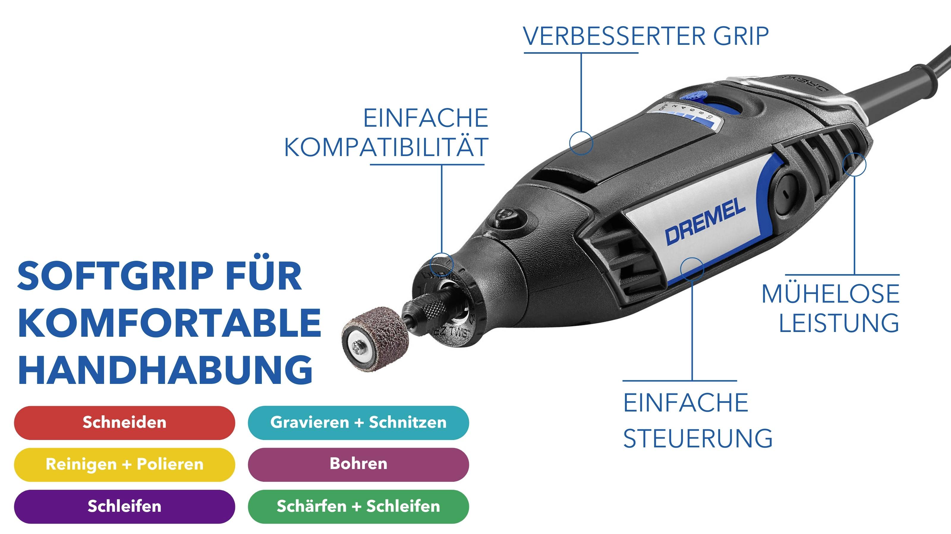 Ein multifunktionales Werkzeugsystem mit verbessertem Grip, einfacher Steuerung und müheloser Leistung für vielfältige Anwendungen.