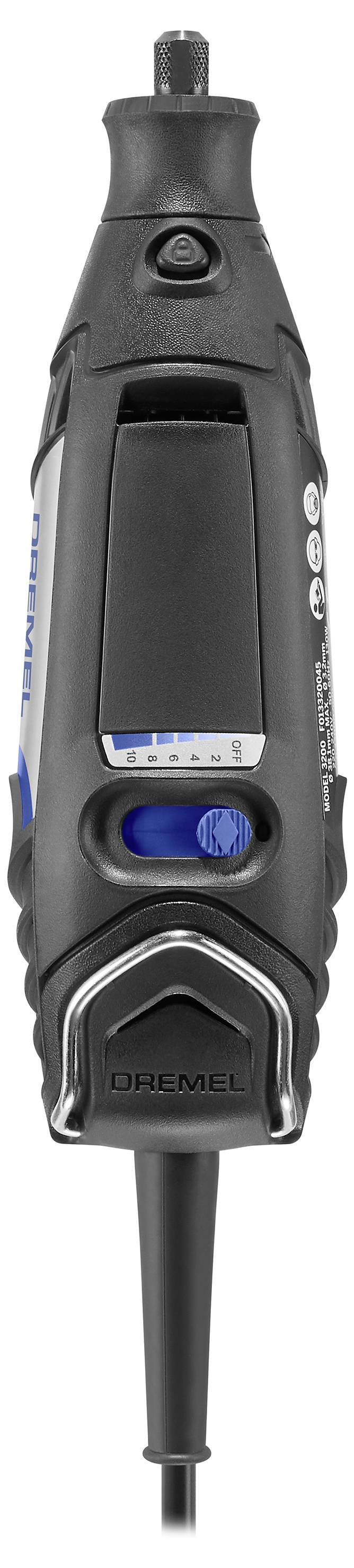 Ein Dremel Multifunktionswerkzeug mit Drehzahlregler und ergonomischem Griff, ideal zum Schneiden, Schleifen und Gravieren.