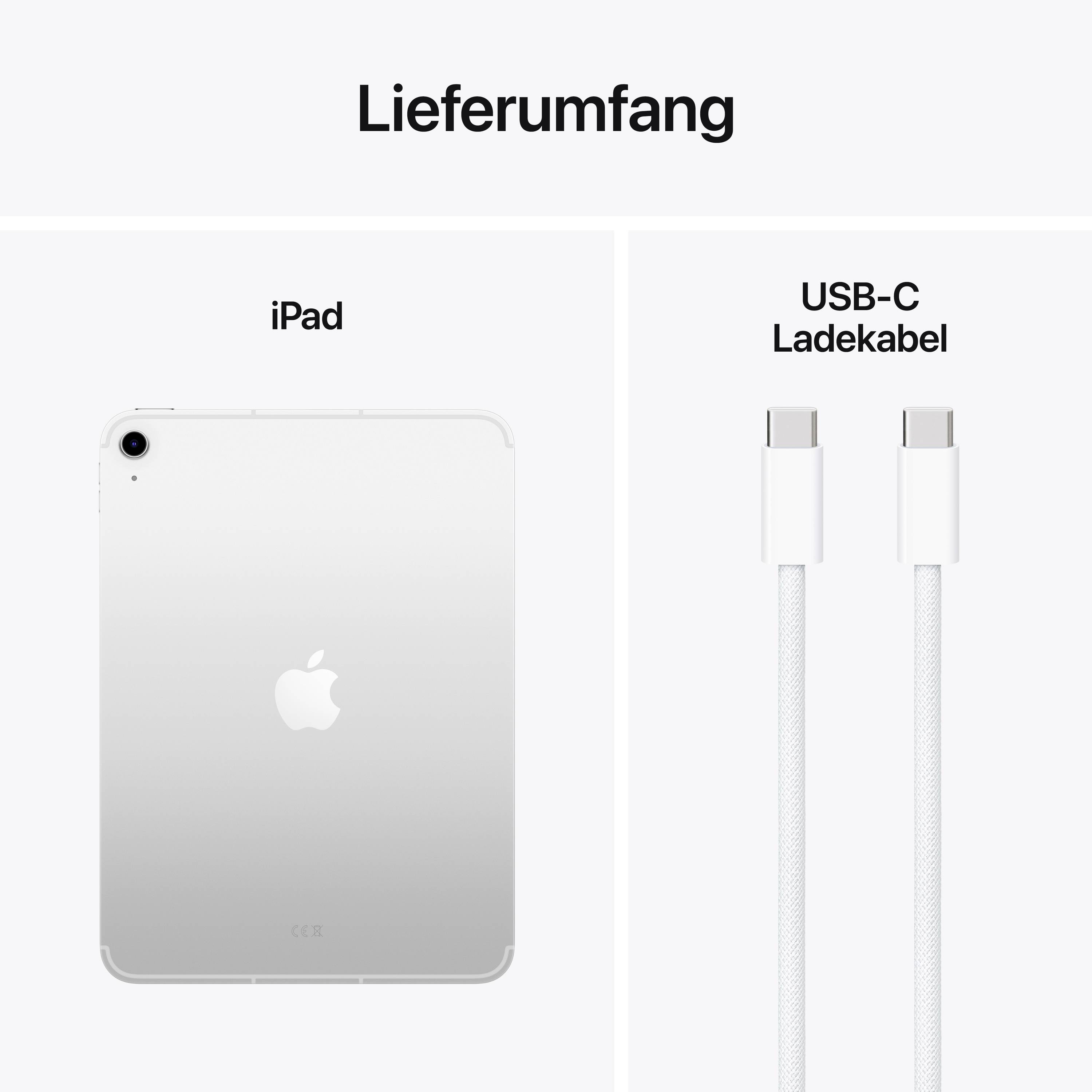 Lieferumfang: iPad und USB-C Ladekabel.