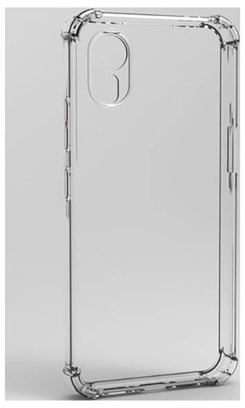 Durchsichtiges Smartphone-Case, das Schutz bietet, mit verstärkten Ecken und Ausschnitten für Kamera und Tasten.