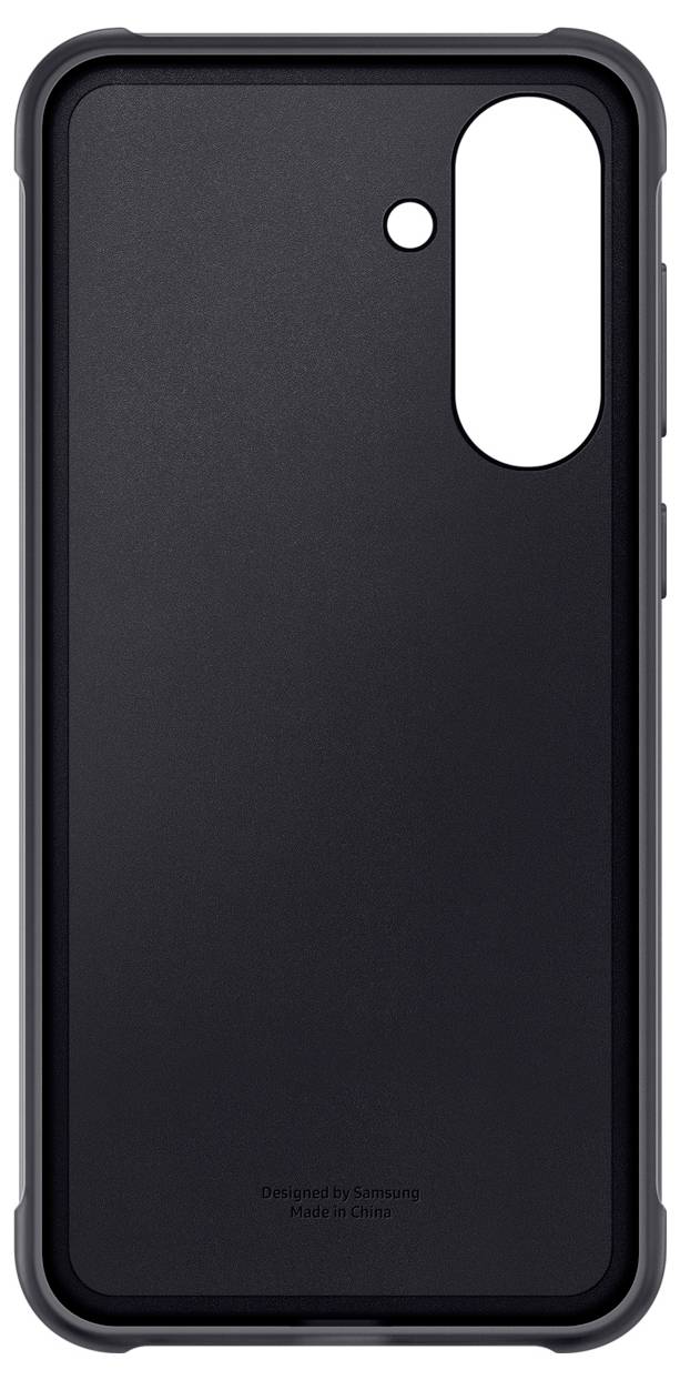 Schwarze Handyhülle mit Kameraausschnitt oben rechts, schlichtes Design.