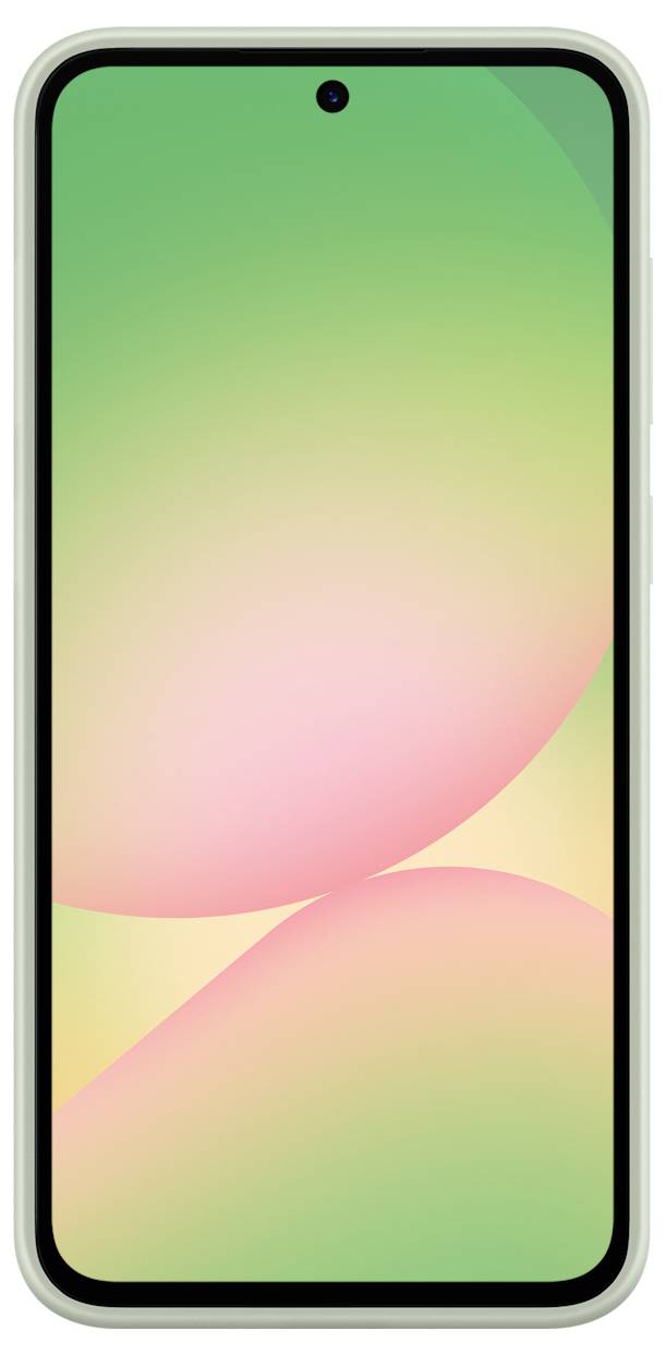 Ein Smartphone mit einem pastellgrün und rosa Farbverlauf auf dem Bildschirm.