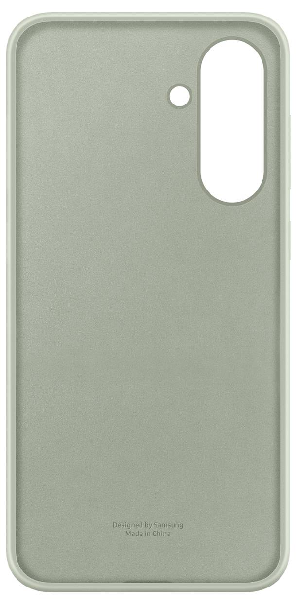 Eine grüne Handyhülle, schlicht gestaltet, mit einer großen Aussparung für die Kamera und kleiner Aussparung für den Blitz.