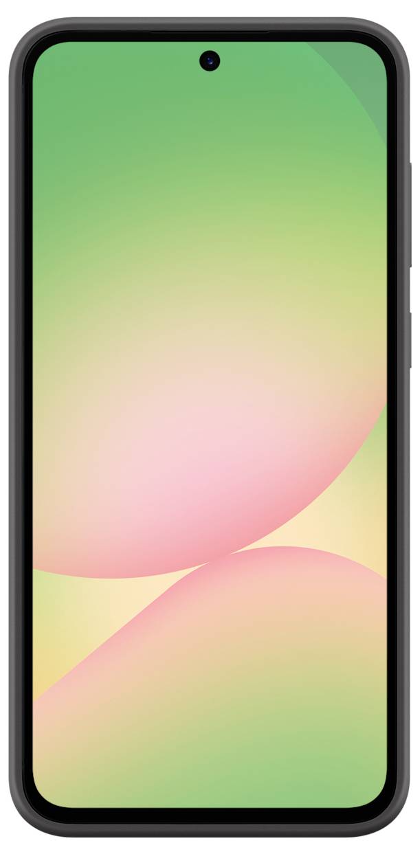 Smartphone mit minimalistischem, hellem Farbverlauf auf dem Display. Das Design zeigt fließende Übergänge von Grün zu Rosa.