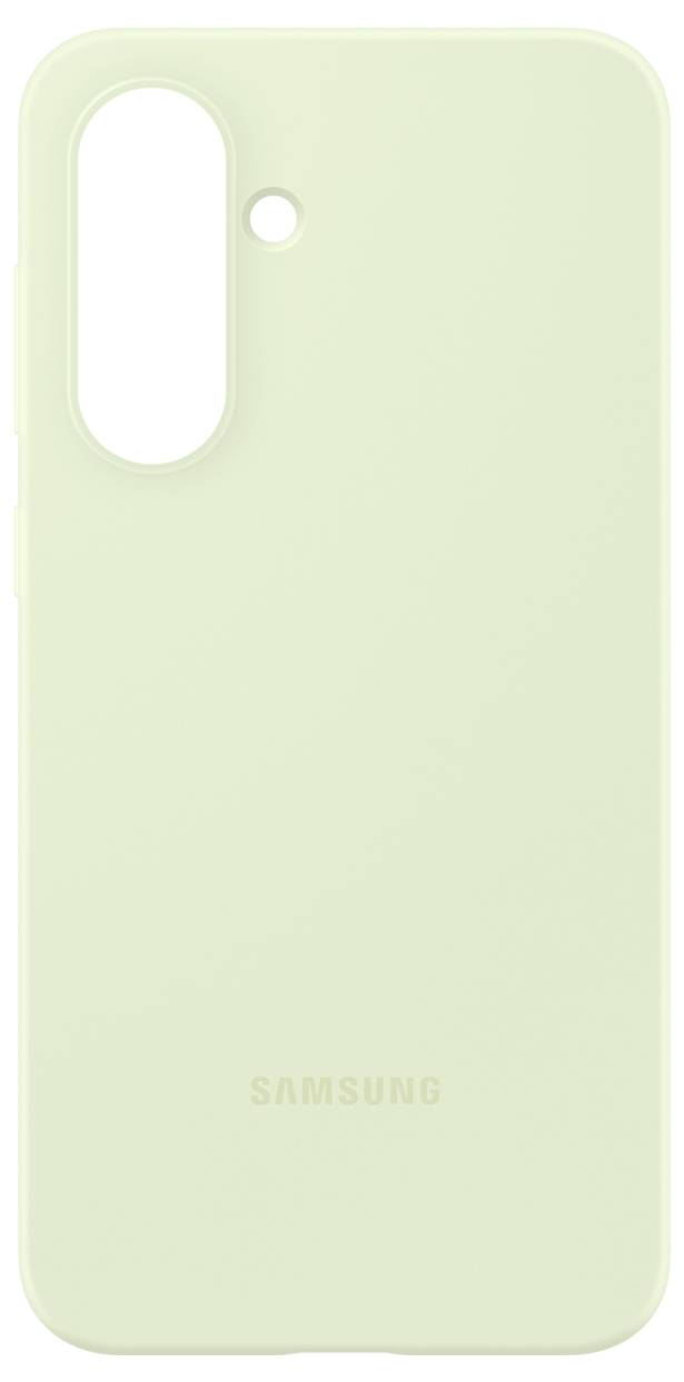 Ein hellgrünes Samsung-Handyhülle mit drei Aussparungen für Kamera und Sensoren, schlichtes Design ohne weitere Dekorationen.