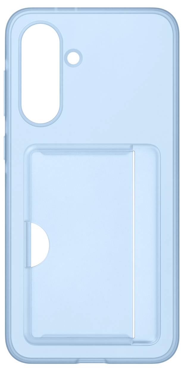 Hellblaue Handyhülle mit integriertem Steckplatzfach.