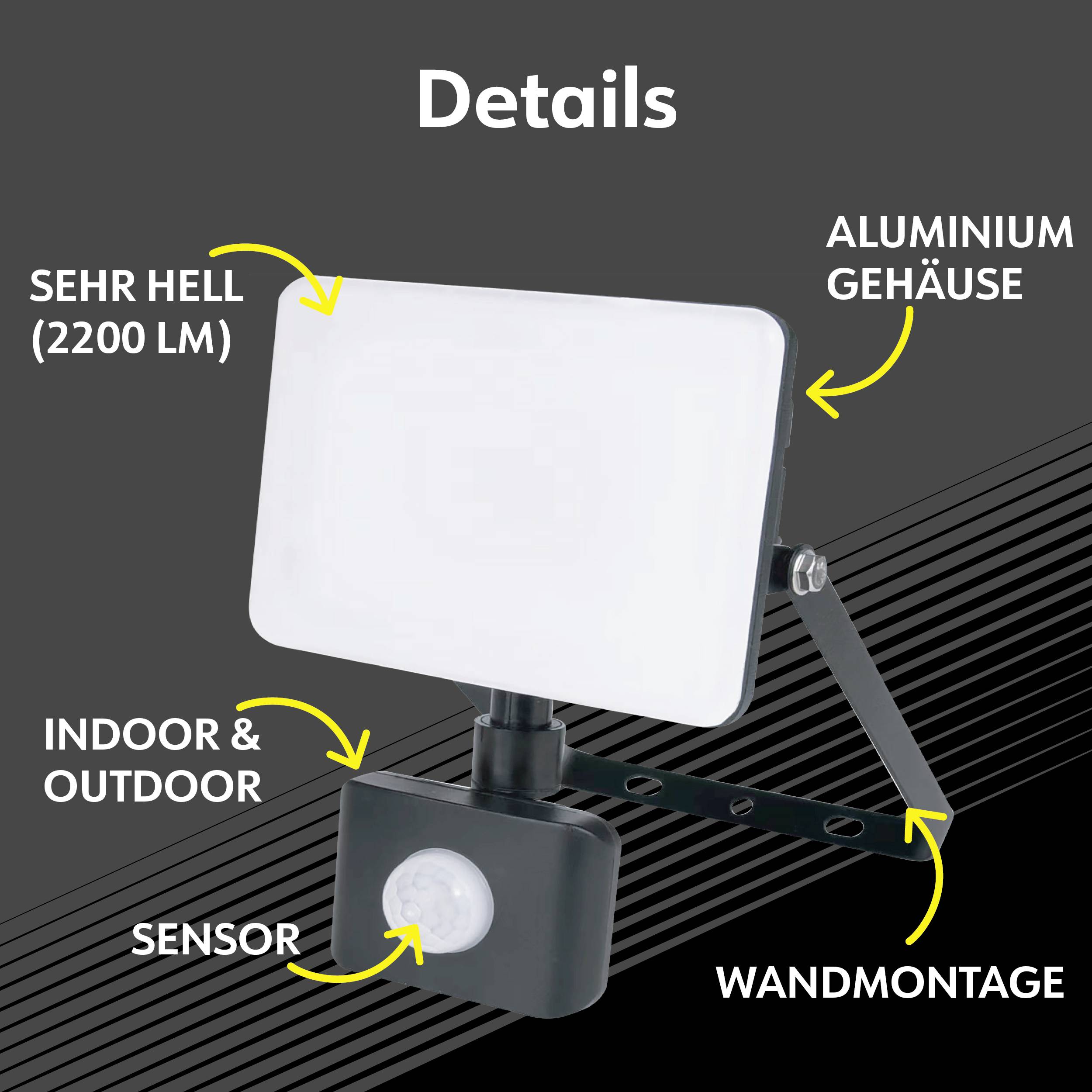 Müller-Licht Orlando 21600072 LED-Außenstrahler mit Bewegungsmelder 20W Leuchtfarben: Neutralweiß