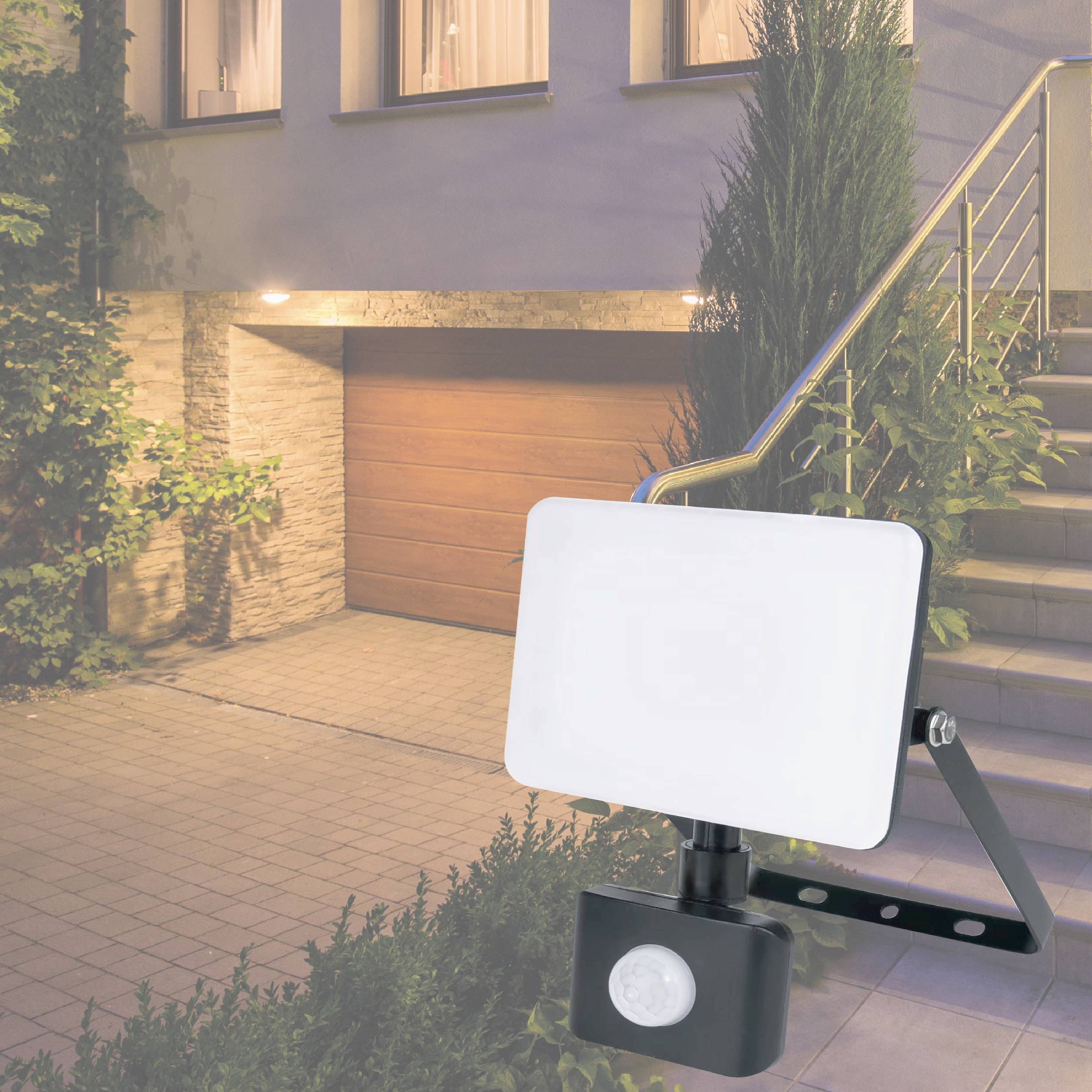 Müller-Licht Orlando 21600072 LED-Außenstrahler mit Bewegungsmelder 20W Leuchtfarben: Neutralweiß