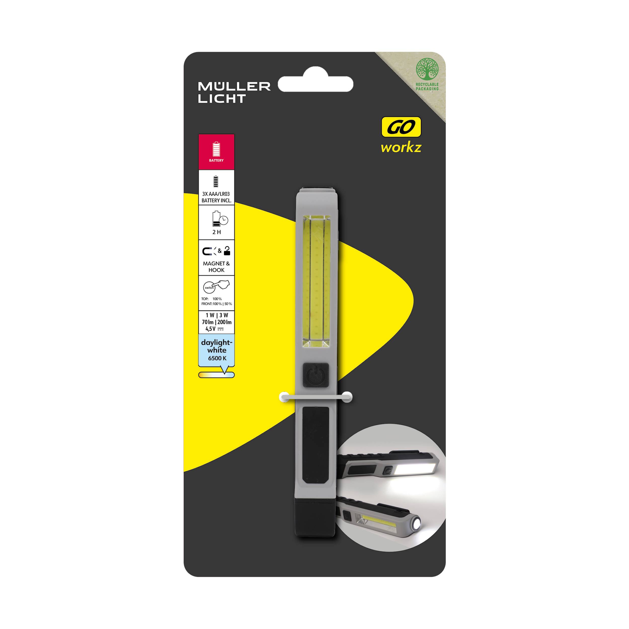 Müller-Licht 27700070 WL5 LED Arbeitsleuchte batteriebetrieben 4W 180lm