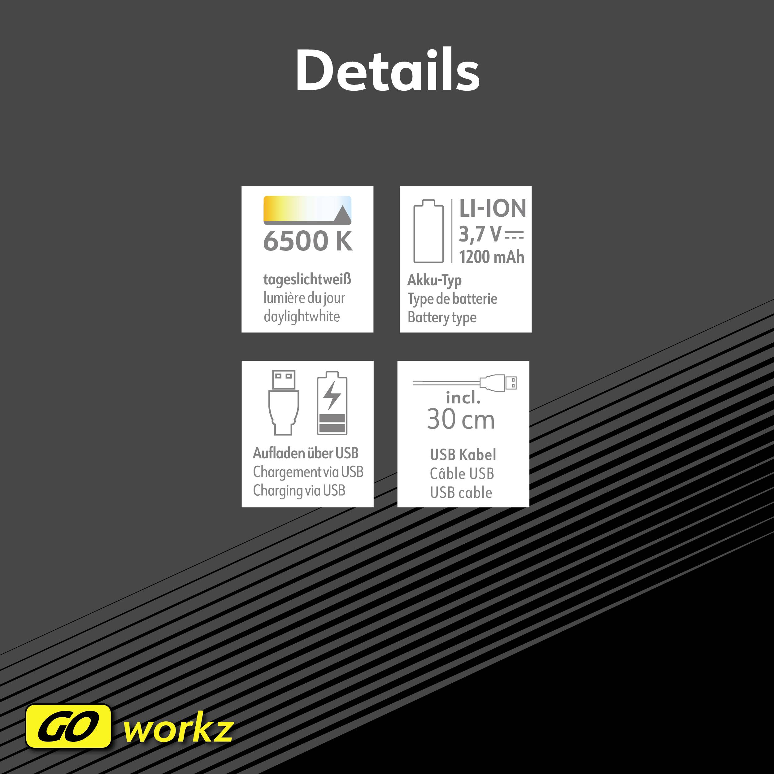 Müller-Licht 27700066 WL1 LED Arbeitsleuchte akkubetrieben 6W 200lm Anzahl mitgelieferte Akkus 1