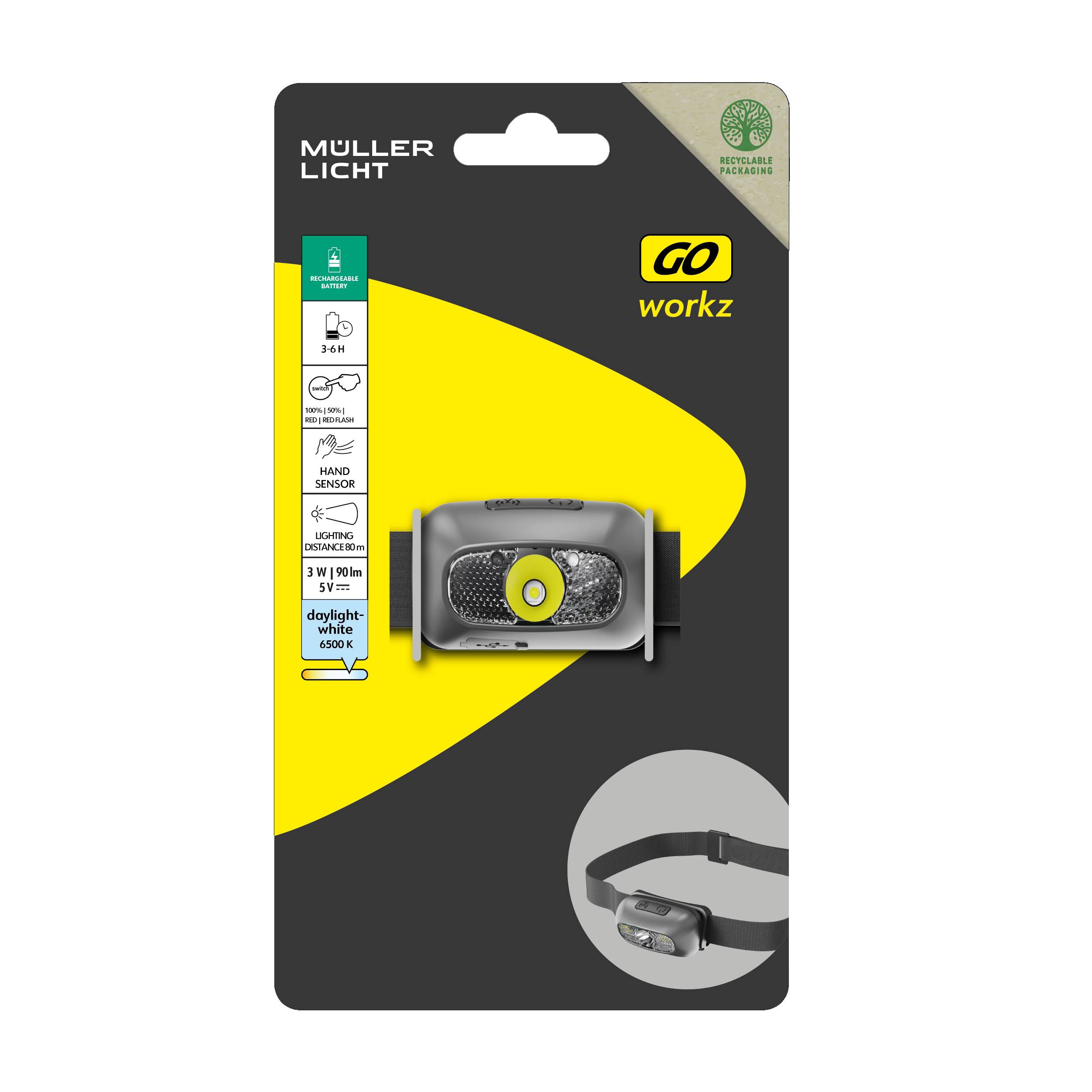 Müller-Licht LED Stirnlampe akkubetrieben 90lm 27700073