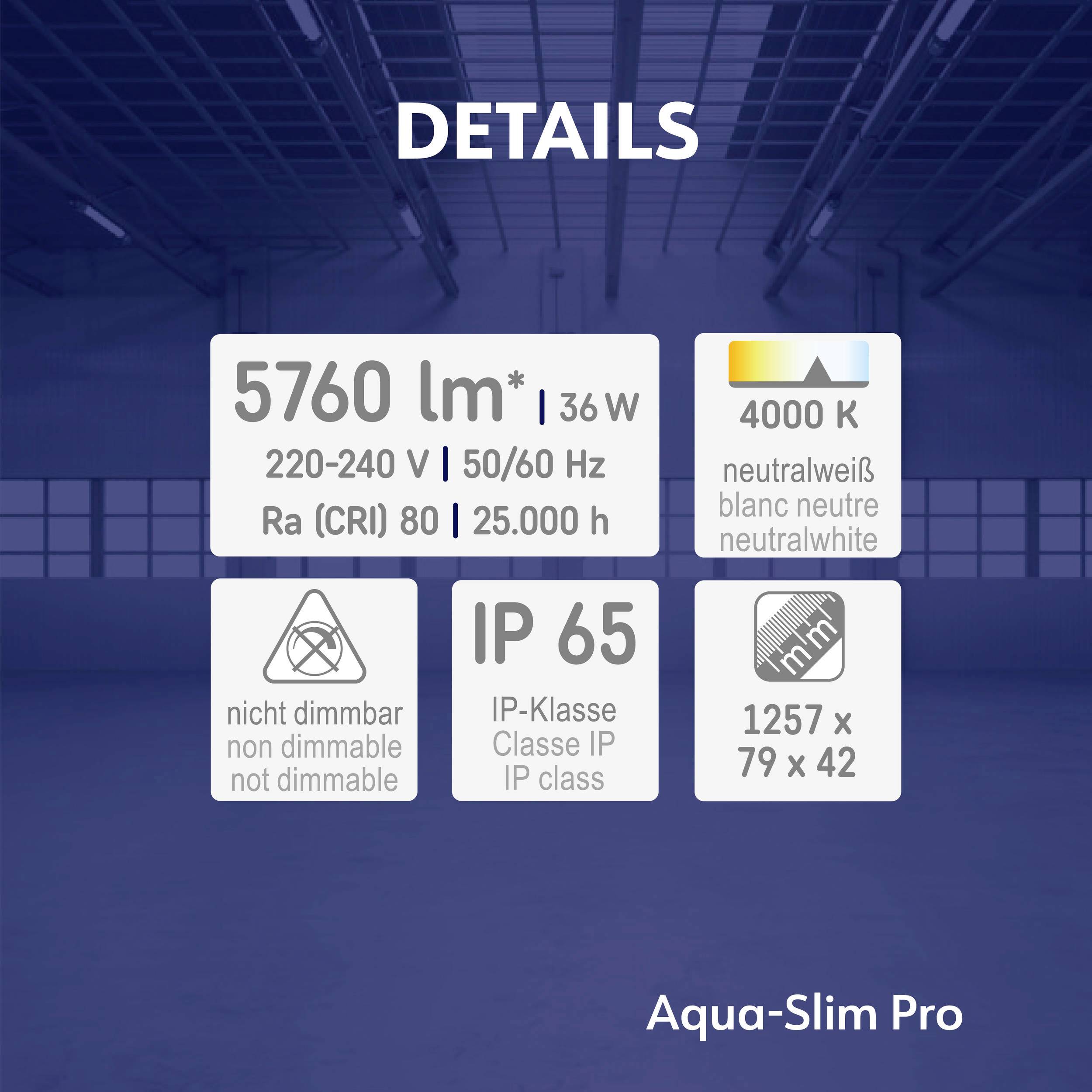 Müller-Licht 21000154 Aqua-Slim Pro 120 LED-Außendeckenleuchte LED LED fest eingebaut 36W