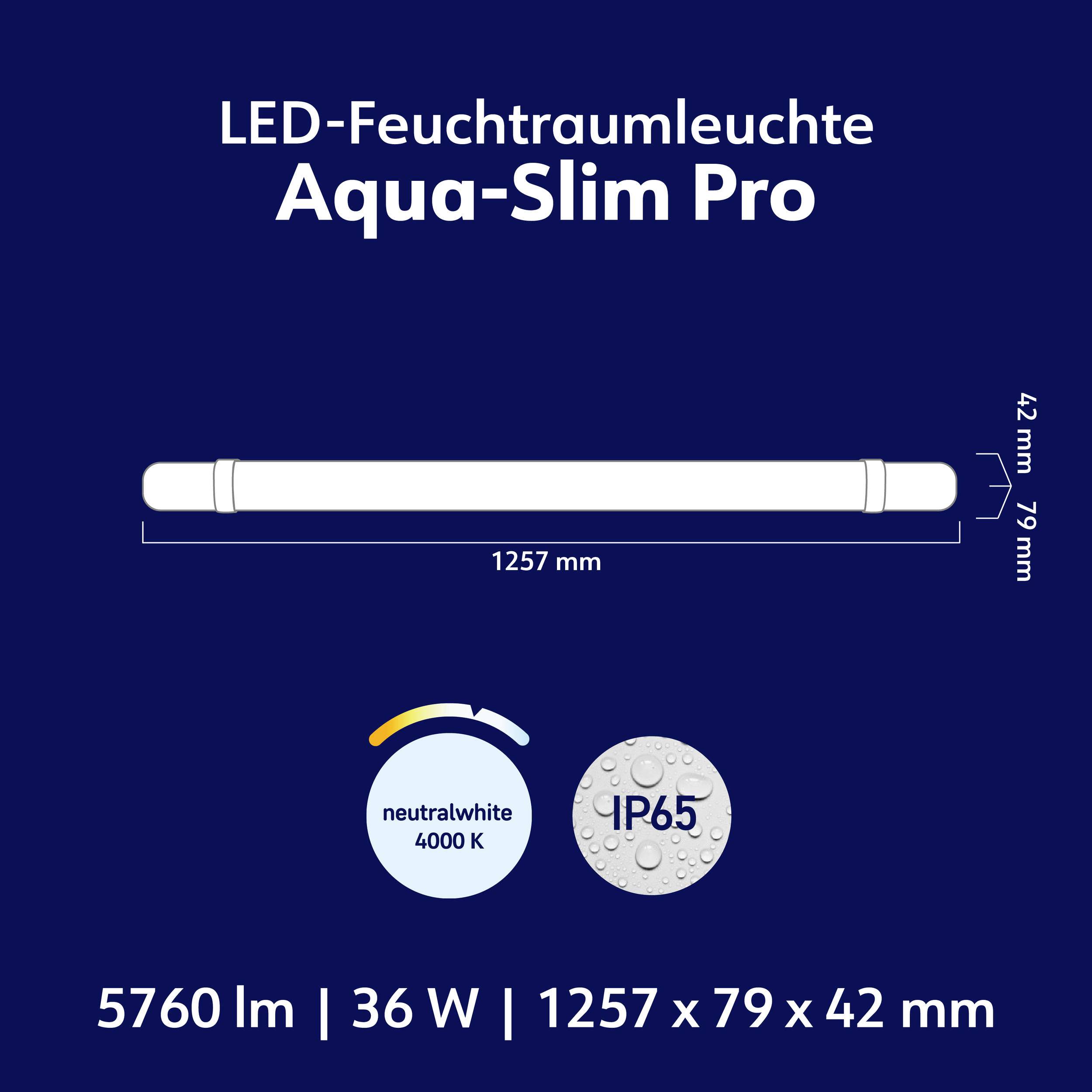 Müller-Licht 21000154 Aqua-Slim Pro 120 LED-Außendeckenleuchte LED LED fest eingebaut 36W