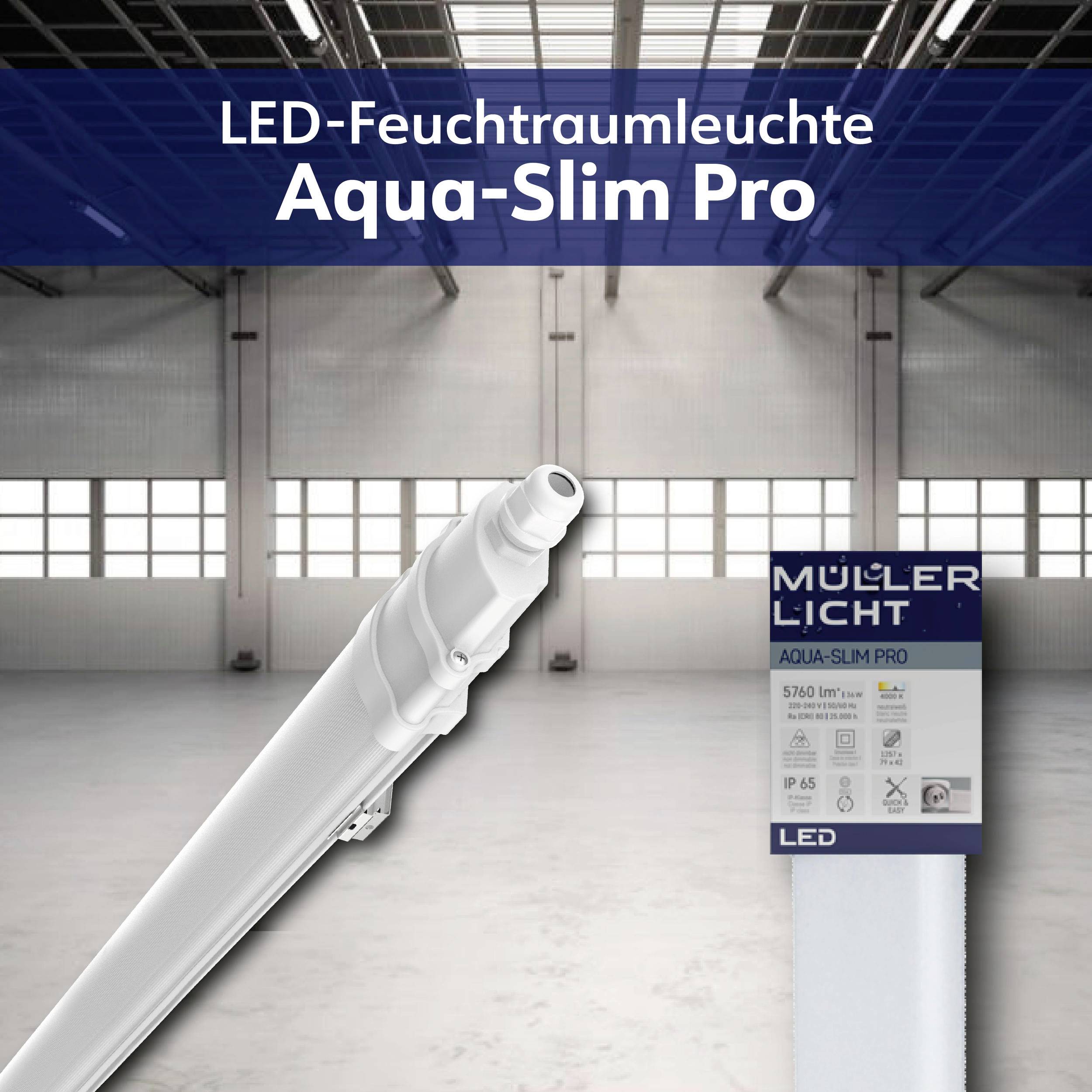 Müller-Licht 21000154 Aqua-Slim Pro 120 LED-Außendeckenleuchte LED LED fest eingebaut 36W