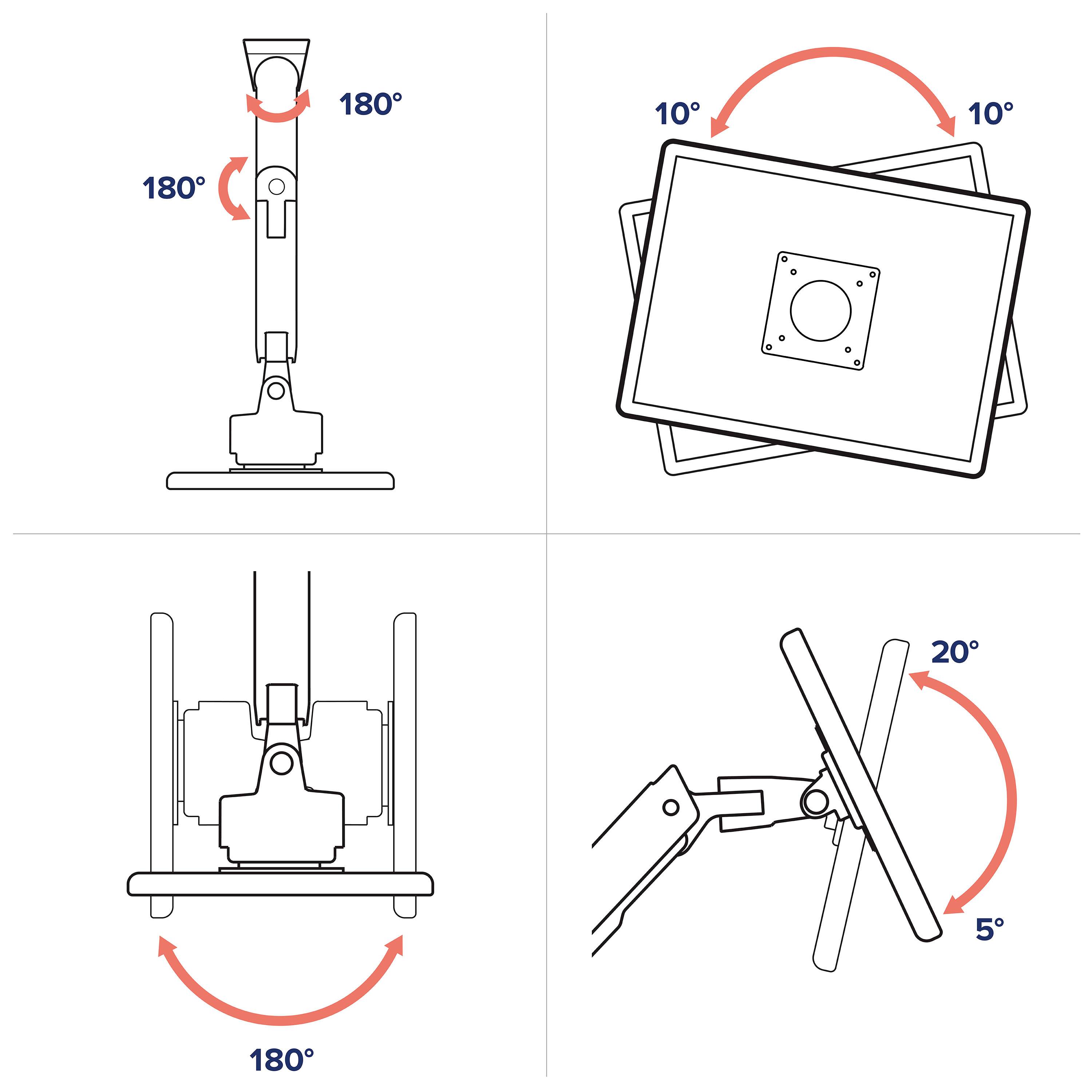 Ergotron 45-694-216 TV-Wandhalterung 144,8 cm (57") Höhenverstellbar, Neigbar