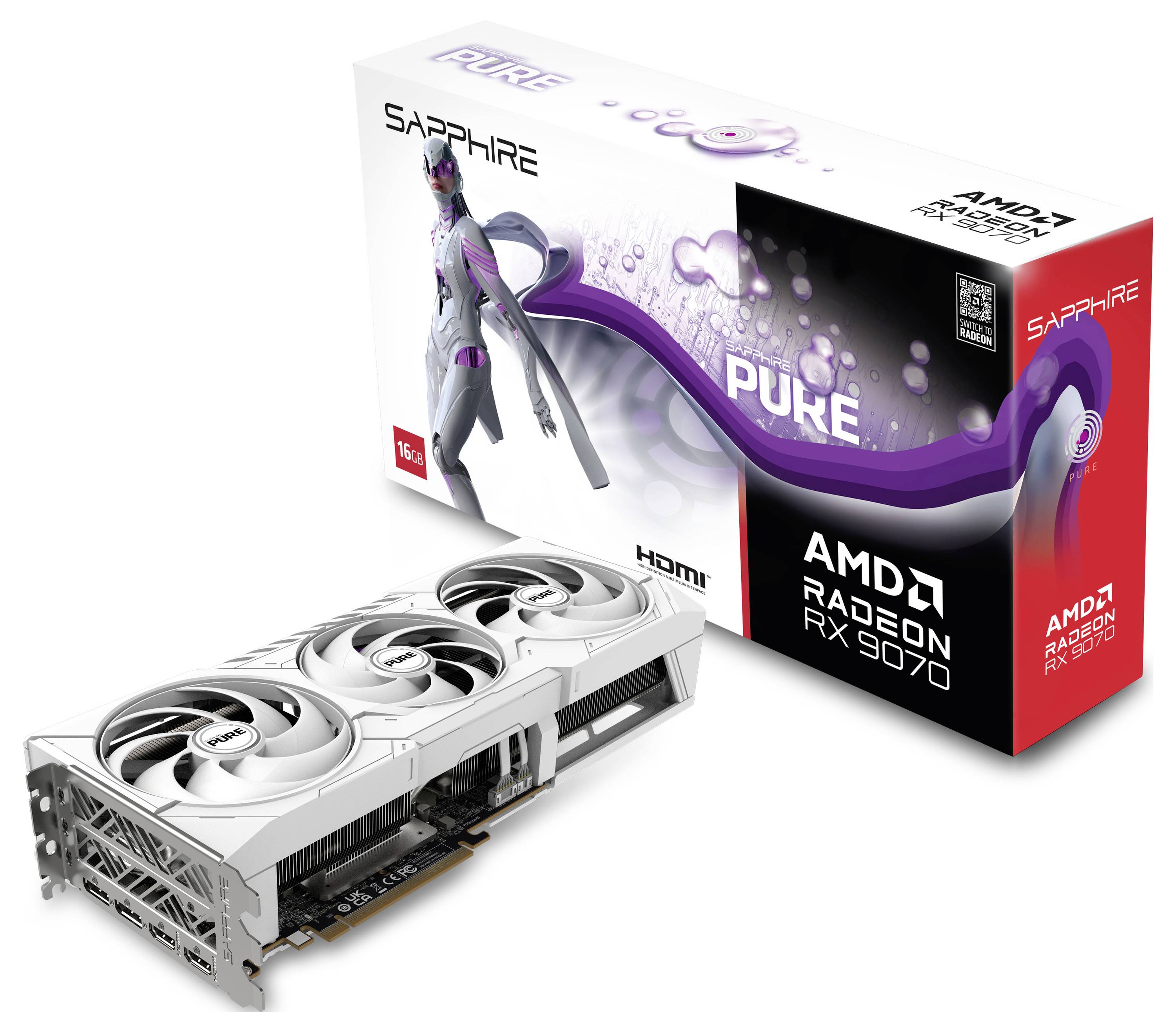 Sapphire Grafikkarte AMD Radeon RX 9070 Radeon RX 9070 16GB GDDR6-VRAM PCIe x16 HDMI® 2.1, DisplayPort 2.1