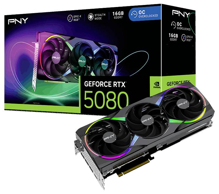 PNY Grafikkarte Nvidia GeForce RTX 5080 VCG508016TFXXPB1-O 16 GB GDDR7-RAM PCIe x16 HDMI® 2.1, DisplayPort 2.1