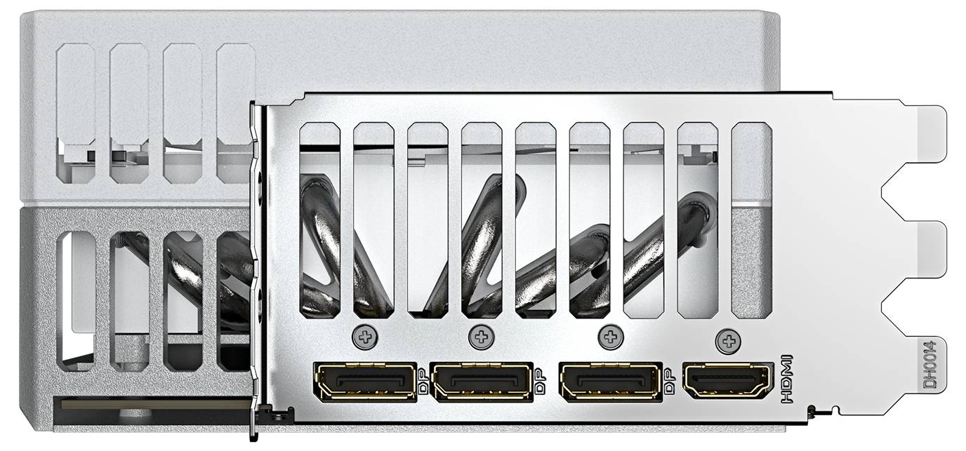 Vier HDMI-Anschlüsse auf einer Computererweiterungskarte in einem PC-Gehäuse, geeignet für Multimedia-Verbindungen.