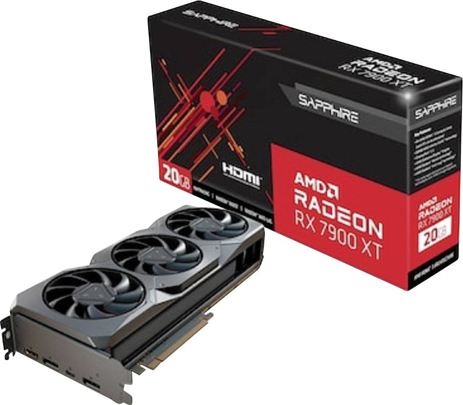 Sapphire Grafikkarte AMD Radeon RX 7900 XT Radeon RX7900XT Pure 20GB GDDR6-RAM PCIe x16 HDMI® 2.1, DisplayPort 2.1