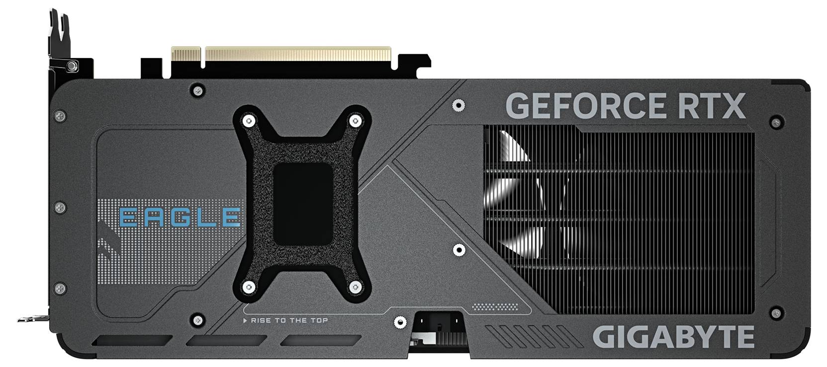 Grafikkarte mit der Aufschrift 'GEFORCE RTX', 'EAGLE' und 'GIGABYTE'. Lüfter sichtbar. Designed für leistungsstarkes Gaming.