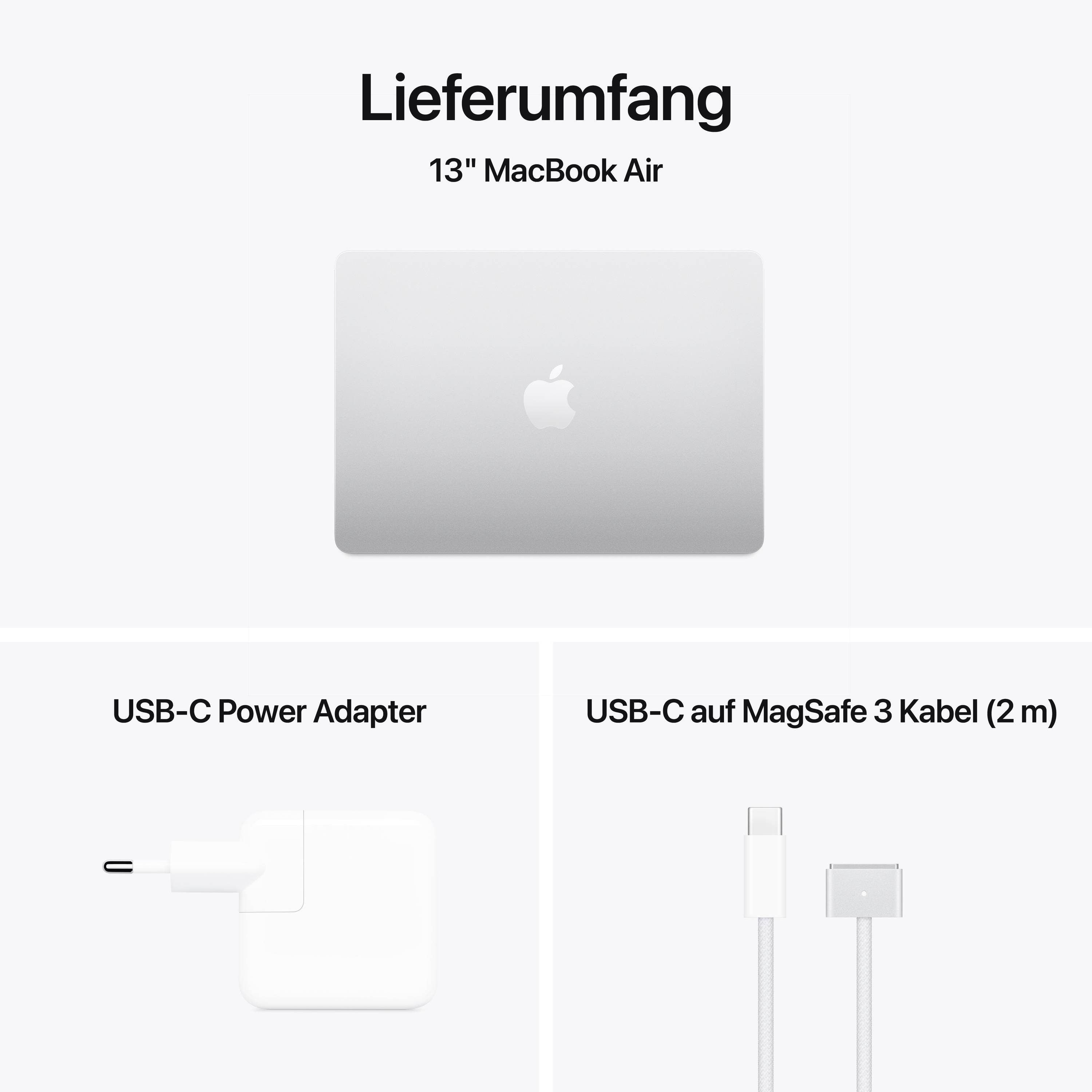 Apple MacBook Air 13 (M4, 2025) 33cm (13 Zoll) 24GB RAM 512GB SSD M4 10-Core 10-Core GPU Silber MC654D/A