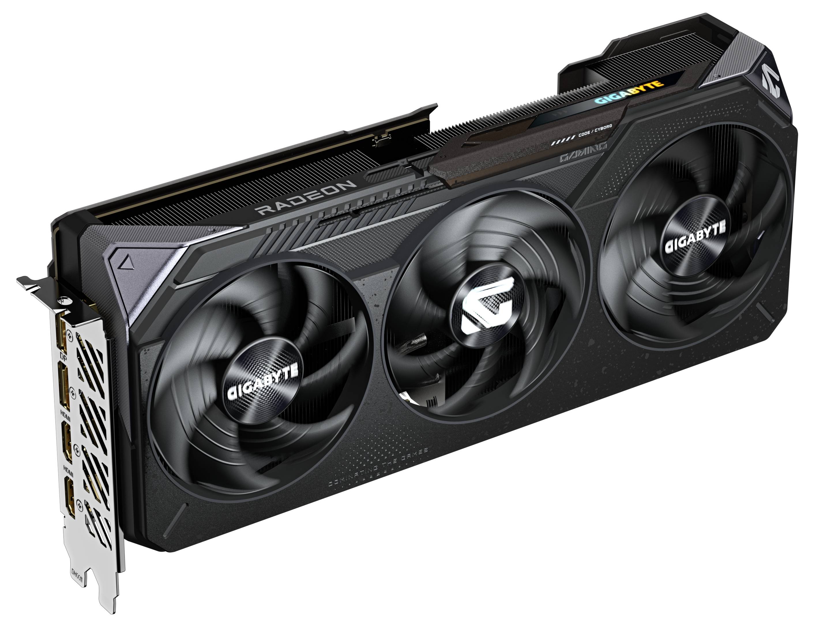 Gigabyte Radeon RX 6800 XT Grafikkarte mit drei Lüftern und schwarzem Gehäuse.
