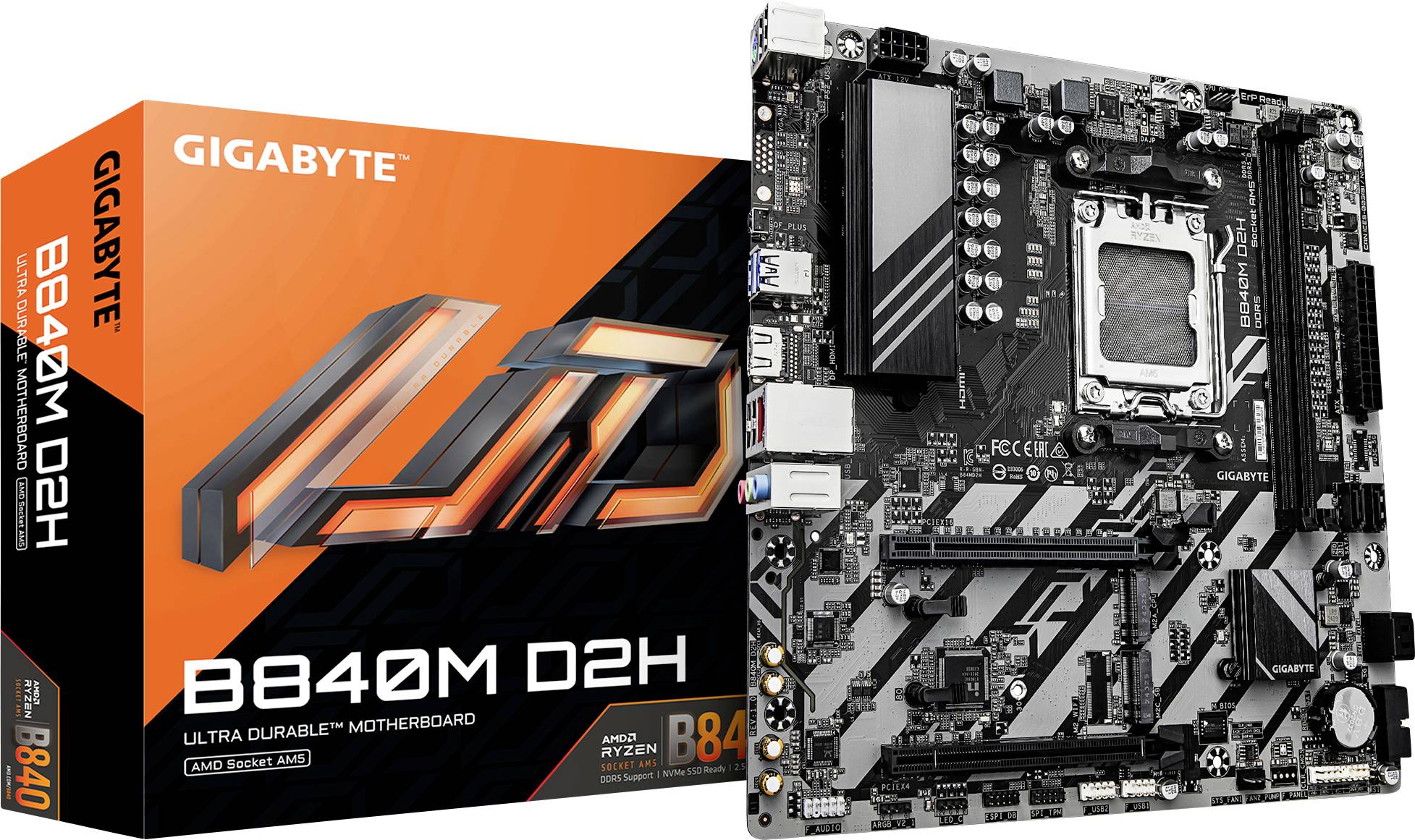 Gigabyte B840M D2H Mainboard Sockel (PC) AMD® AM5 Formfaktor (Details) Micro-ATX Mainboard-Chipsatz AMD® B840