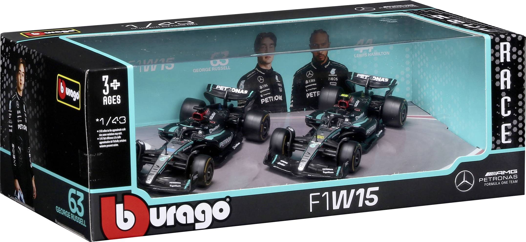 Bburago F1 Mercedes AMG W15E ´24 2er-Set 1:43 Modellauto