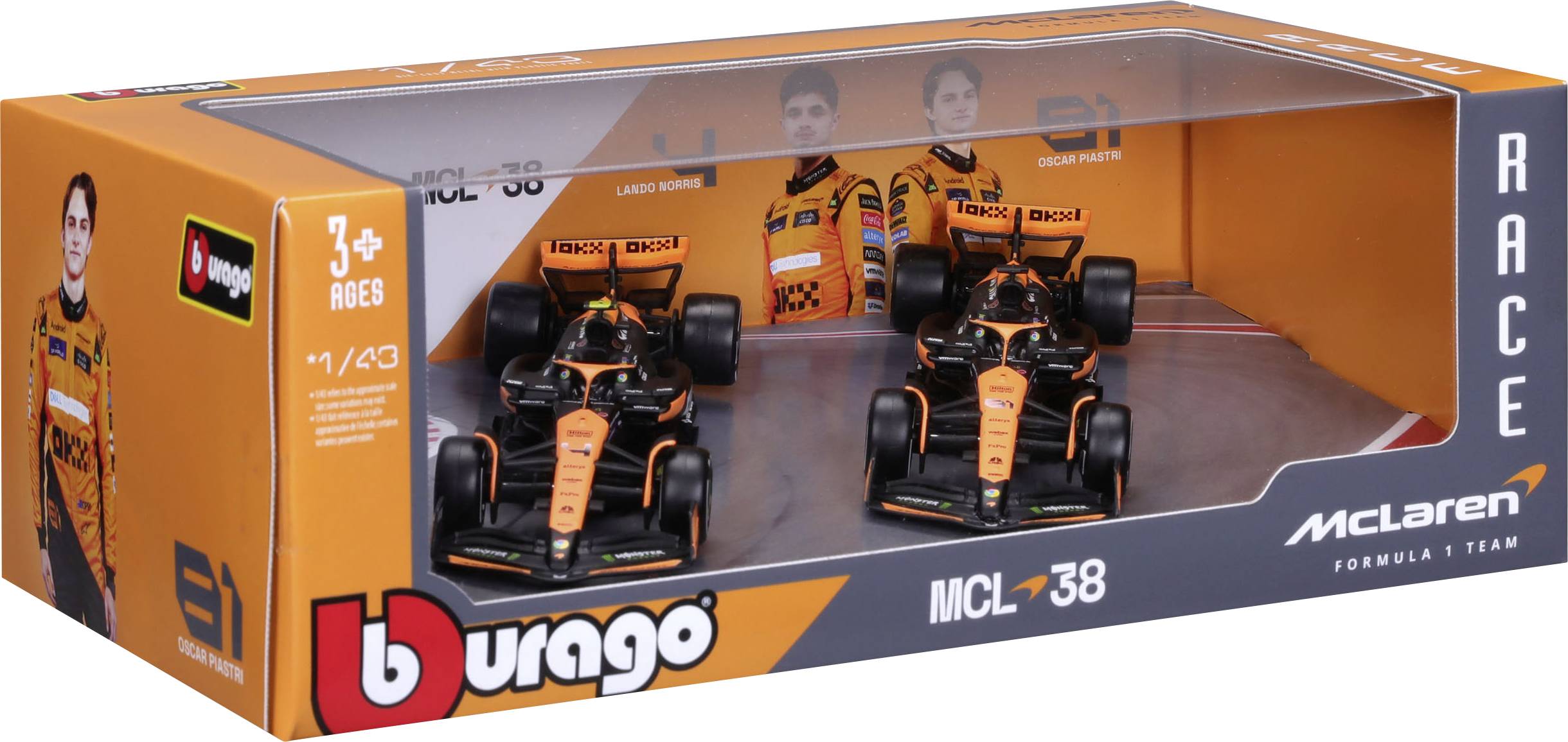 Bburago F1 McLaren MCL38 ´24 2er-Set 1:43 Modellauto