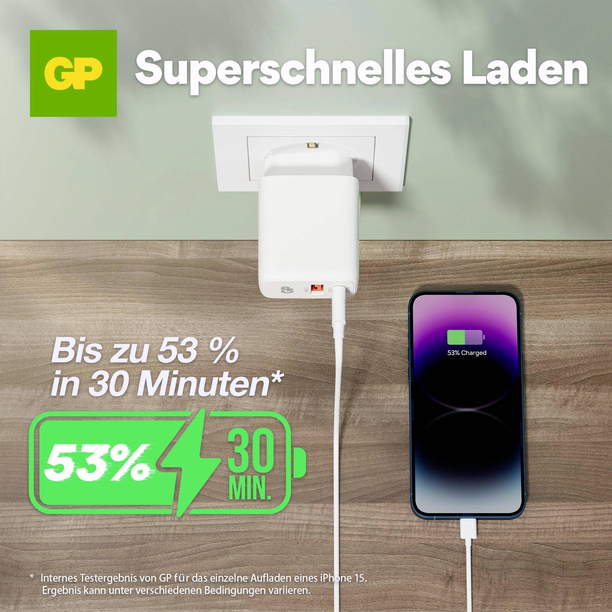 GP WM2B USB Ladegerät 20 W 1x USB-A, 1x USB-C® Weiß Innenbereich