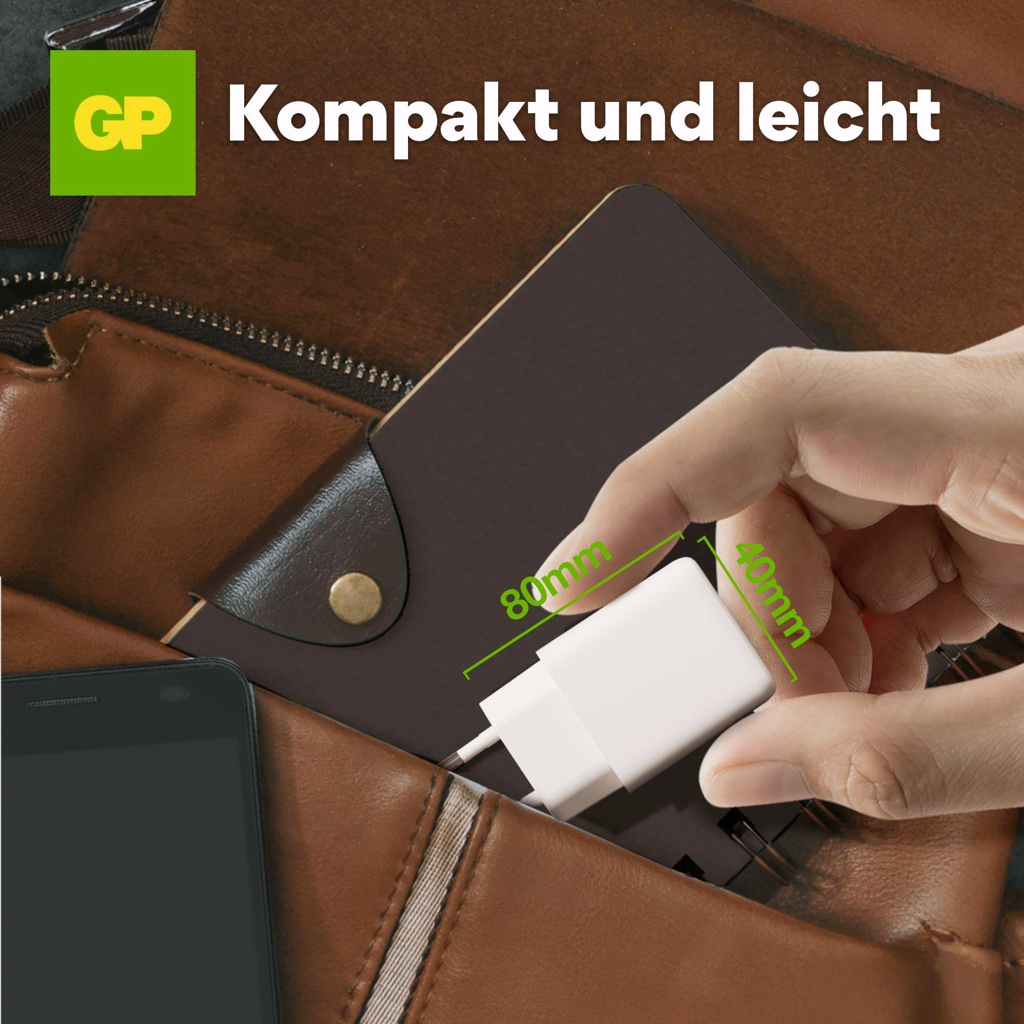 GP WM2B USB Ladegerät 20 W 1x USB-A, 1x USB-C® Weiß Innenbereich