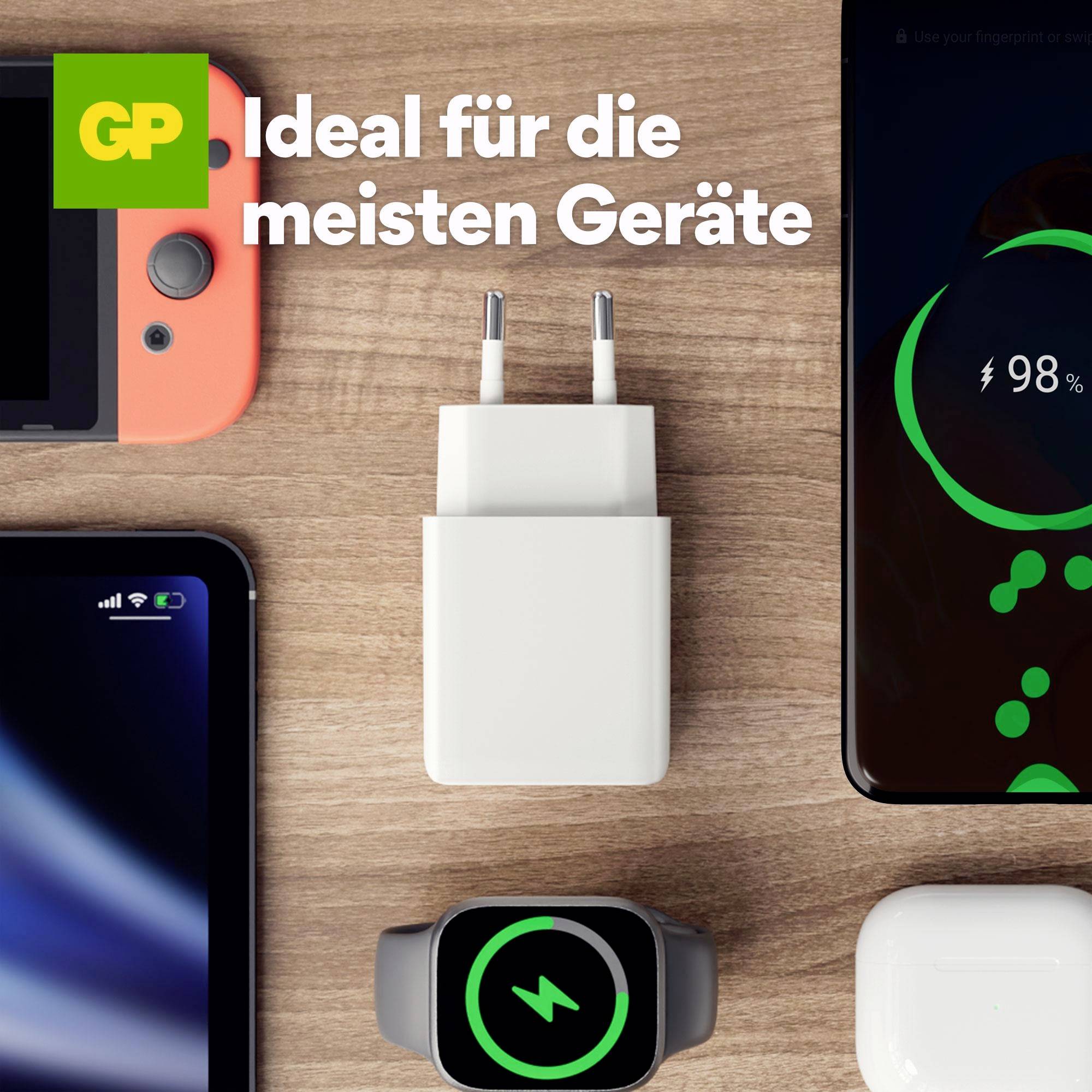 GP WM2B USB Ladegerät 20 W 1x USB-A, 1x USB-C® Weiß Innenbereich