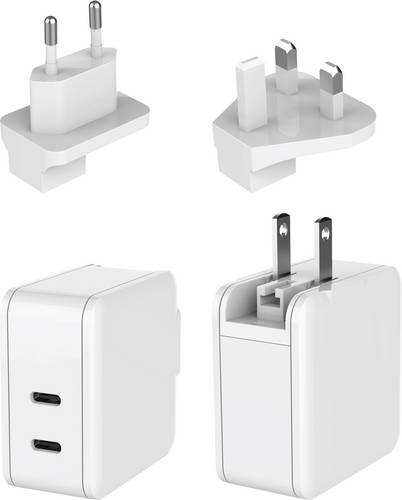 Dehner Elektronik XYPD65CC-ZUZ GaN US foldable with Plug-Set EU/UK white 2xUSB-C AC/DC Tisch- und S
