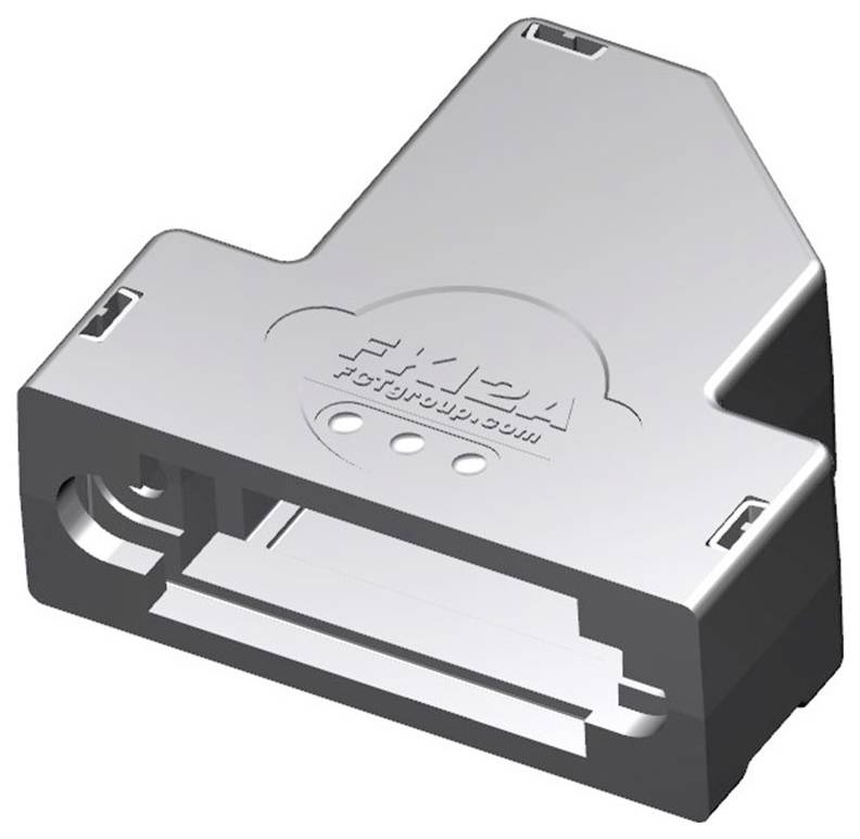 Ein Nahaufnahmebild eines grauen, kantigen elektronischen Steckers mit der Bezeichnung „Ruida Smart Power