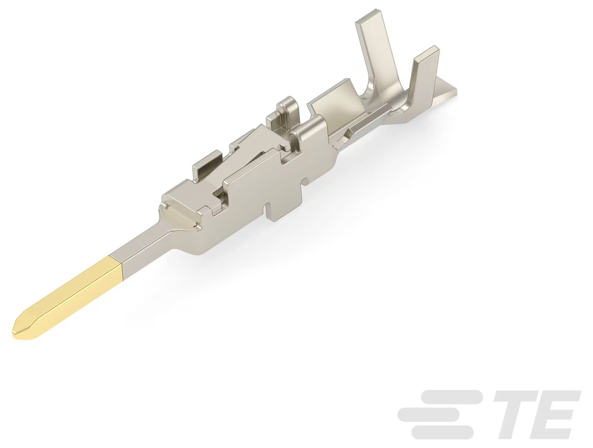 Ein Metall-Elektrostecker mit vergoldeter Spitze, entworfen für sichere Verbindungen elektronischer Komponenten.