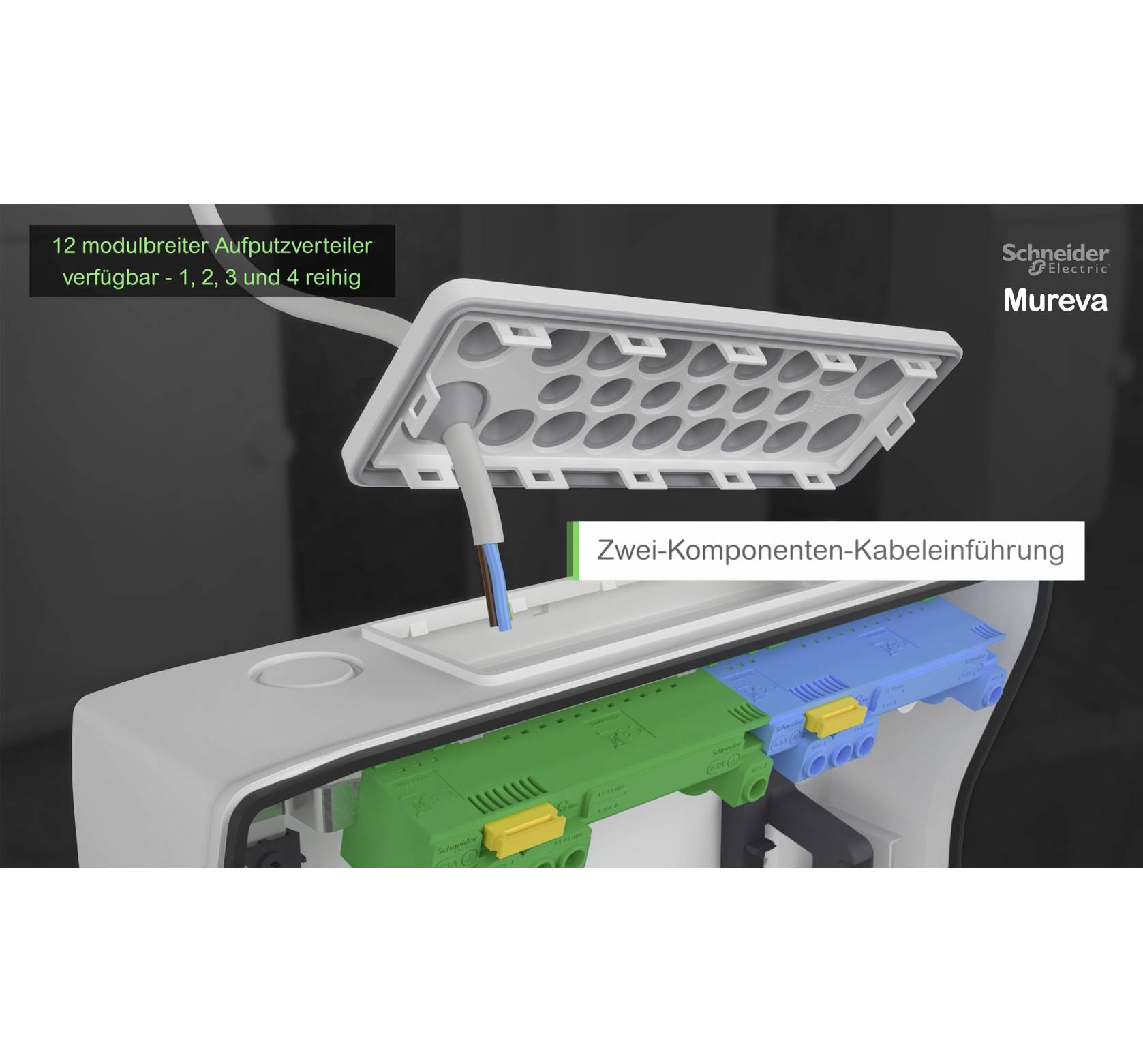 Schneider Electric 13431DE Mureva Feuchtraumverteiler Aufputz Anzahl Teilungen = 12 Anzahl Reihen =