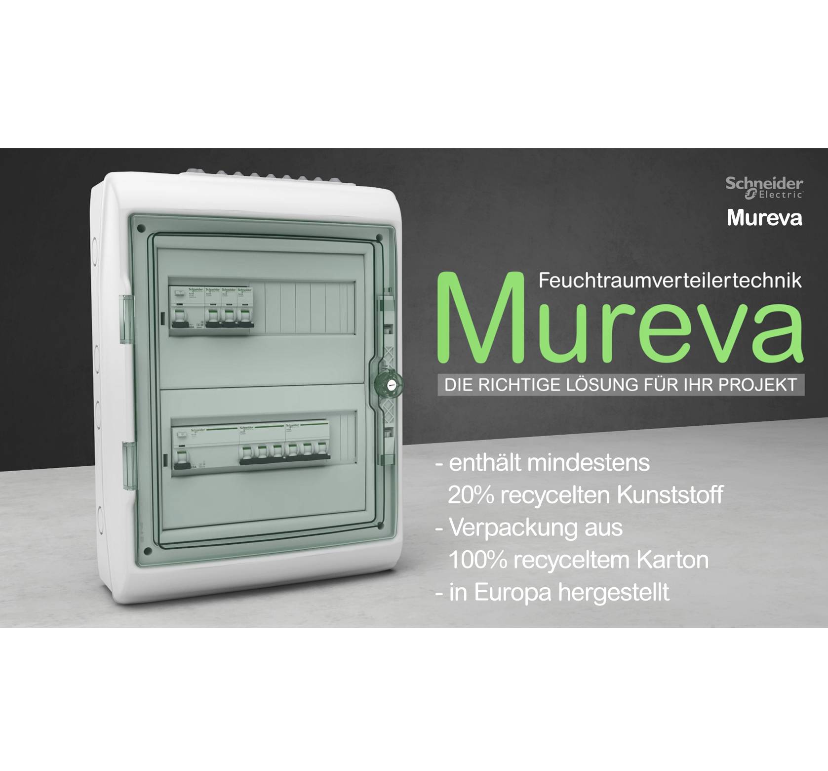 Schneider Electric 13431DE Mureva Feuchtraumverteiler Aufputz Anzahl Teilungen = 12 Anzahl Reihen =