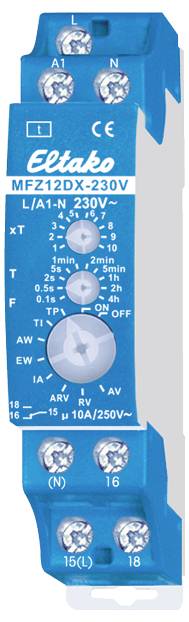 Eltako 23001007 MFZ12DX-230V Zeitrelais 230 V/AC 1 St. Zeitbereich: 0.1 - 14400 s 1 Wechsler