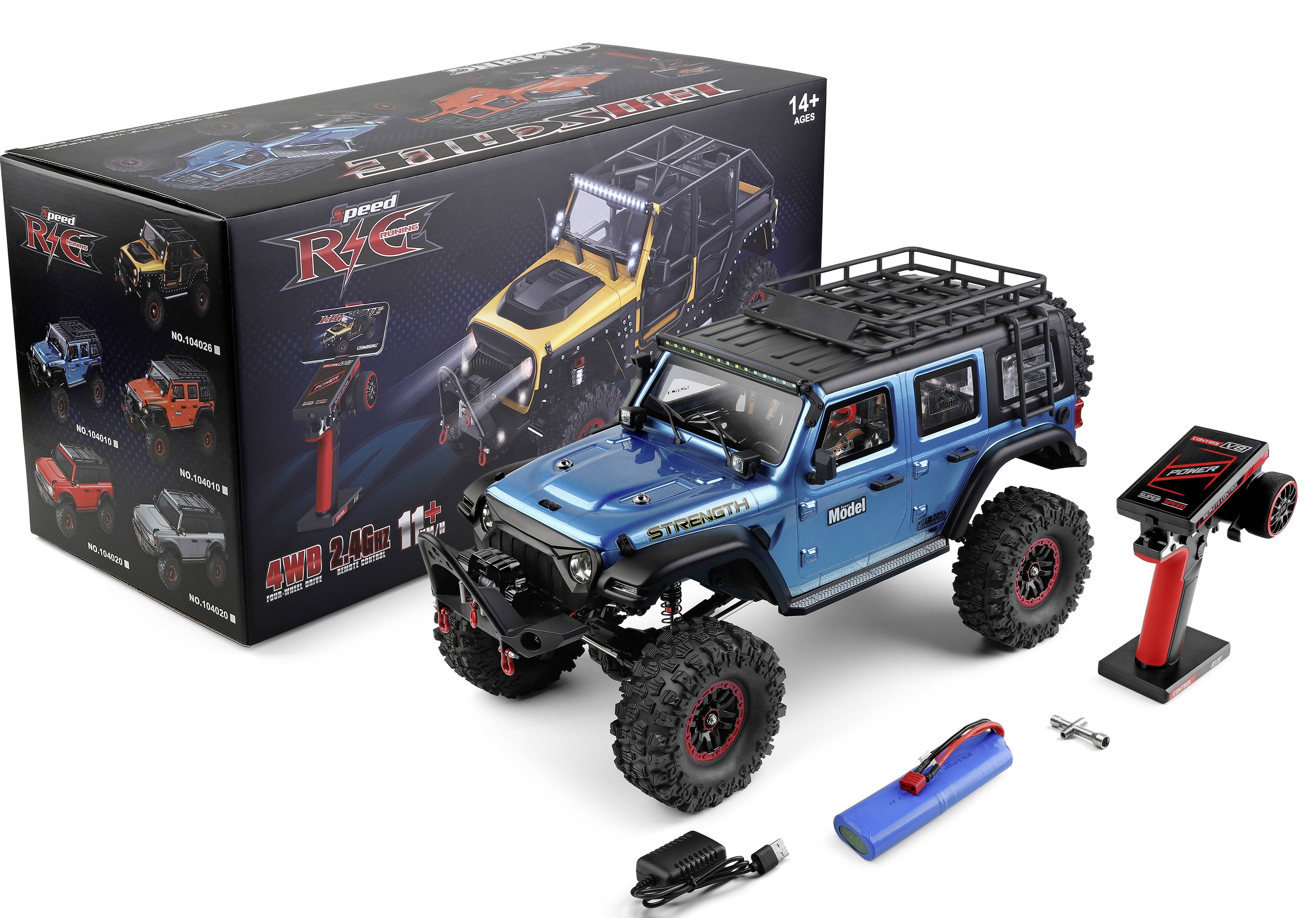 WL Toy Blau (metallic) Brushed 1:10 RC Modellauto Elektro Crawler Allradantrieb (4WD) RtR 2,4 GHz I