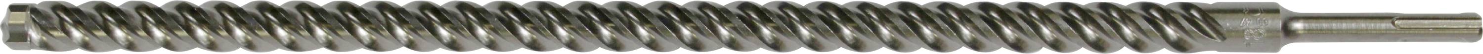 Ein Metallgewindebolzen mit gleichmäßigem spiralförmigem Gewinde und einem glatten Ende.
