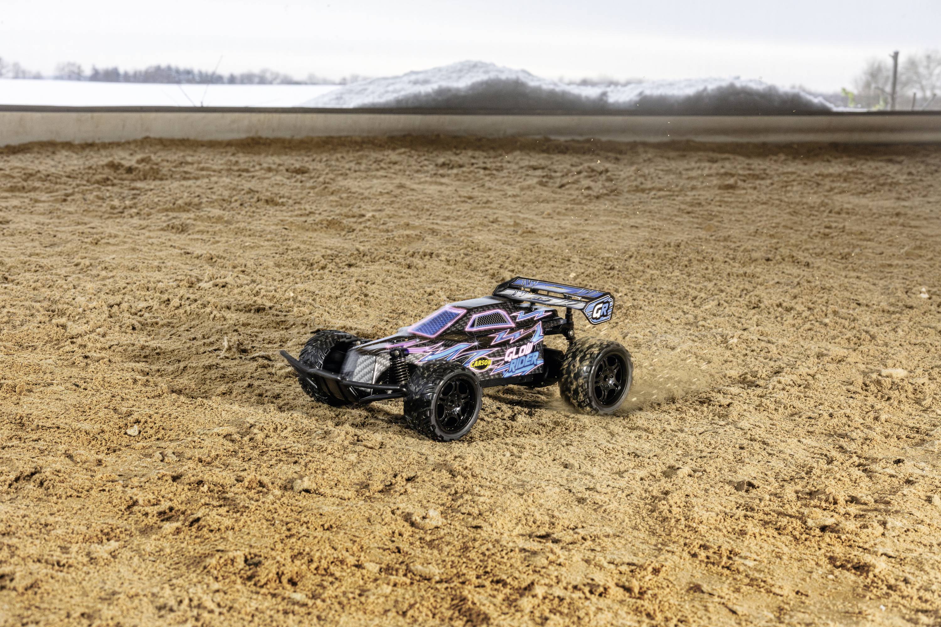 Carson Modellsport Glow Rider Blau 1:12 RC Modellauto Elektro Buggy 100% RtR 2,4GHz inkl. Akku, Ladegerät und Senderbatterien