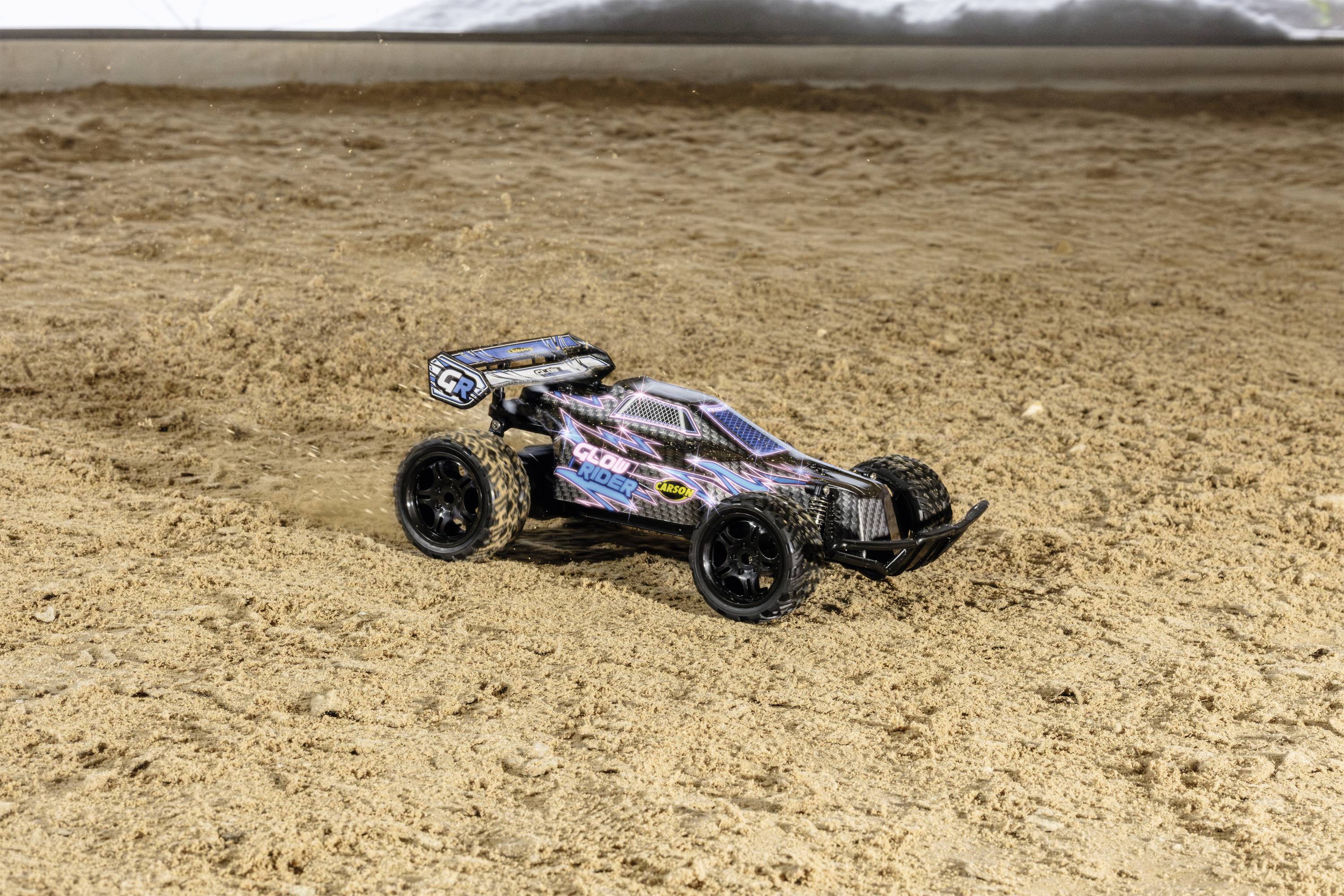 Carson Modellsport Glow Rider Blau 1:12 RC Modellauto Elektro Buggy 100% RtR 2,4 GHz inkl. Akku, La
