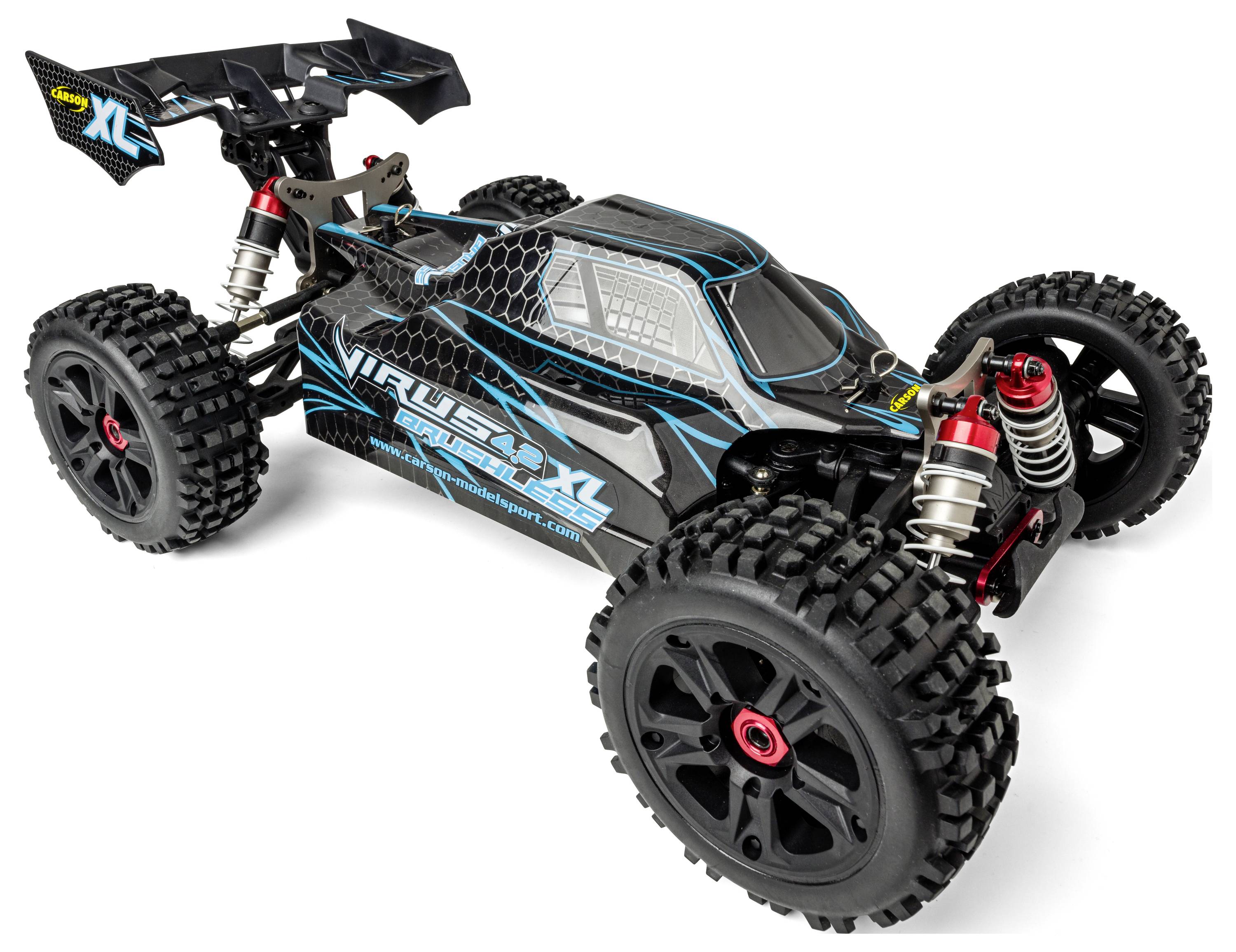 Carson Modellsport Virus 4.2 XL Schwarz, Türkis 1:8 RC Modellauto Elektro Buggy 100% RtR 2,4 GHz in