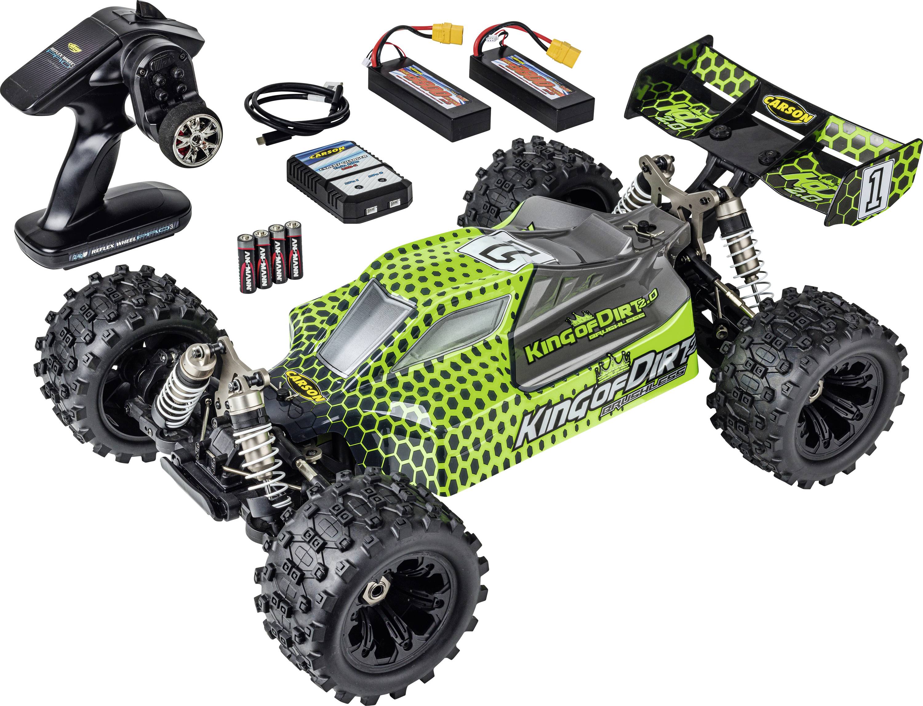 Carson Modellsport King of Dirt 2.0 Grün, Schwarz 1:8 RC Modellauto Elektro Buggy 100% RtR 2,4 GHz