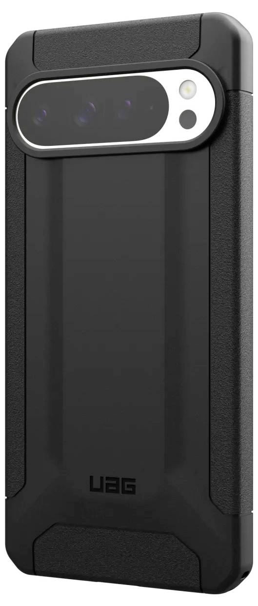 Schwarze, robuste Handyhülle mit verstärkten Ecken und sichtbar gesichertem Kamerafeld, geeignet für optimalen Geräteschutz.