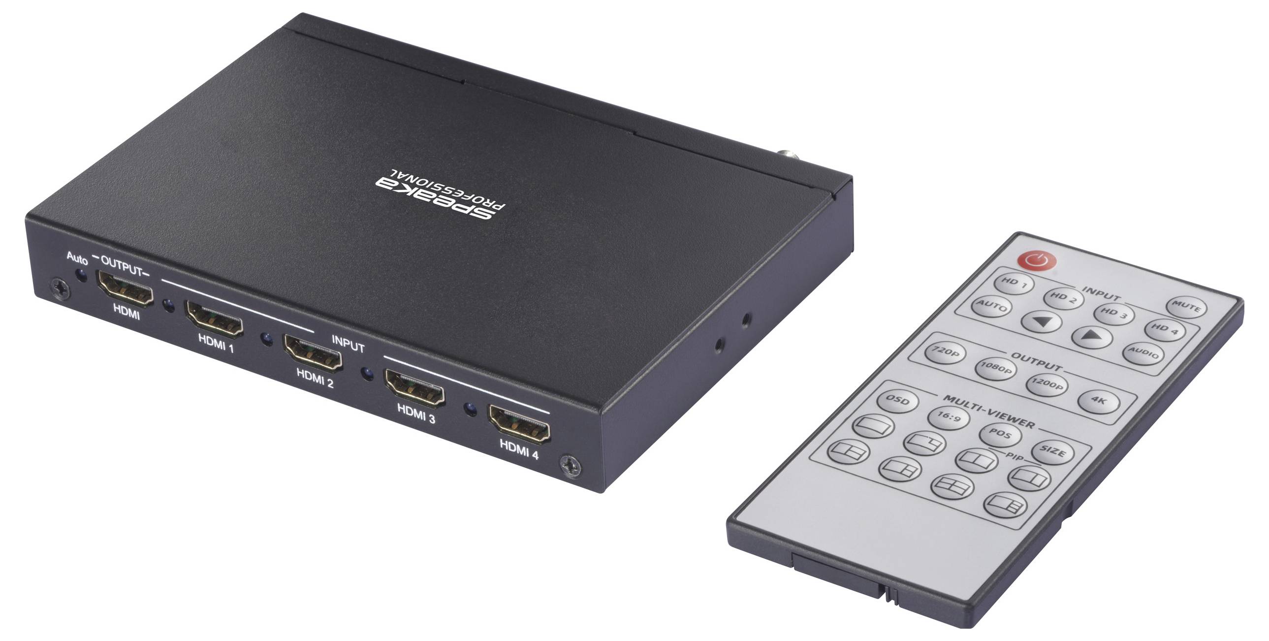 SpeaKa Professional SP-HDS-QMV200 4 Port HDMI Quad Multi-Viewer mit Picture in Picture-Funktion 3480 x 2160 Pixel