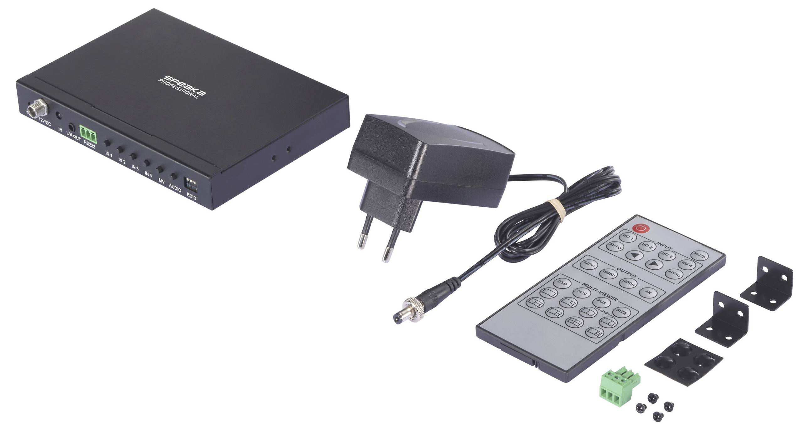 SpeaKa Professional SP-HDS-QMV200 4 Port HDMI Quad Multi-Viewer mit Picture in Picture-Funktion 3480 x 2160 Pixel