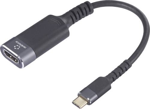 Renkforce RF-6798312 USB-C® / HDMI Adapterkabel [1x - 1x HDMI-Buchse] Schwarz-Grau 4K UHD 0.20 m