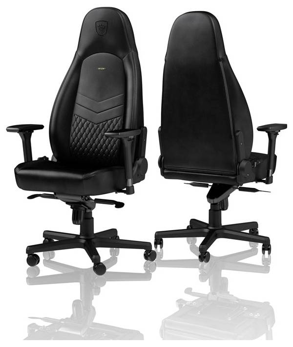 Noblechairs ICON Echtleder Gaming Stuhl - schwarz/schwarz Gaming-Stuhl Schwarz